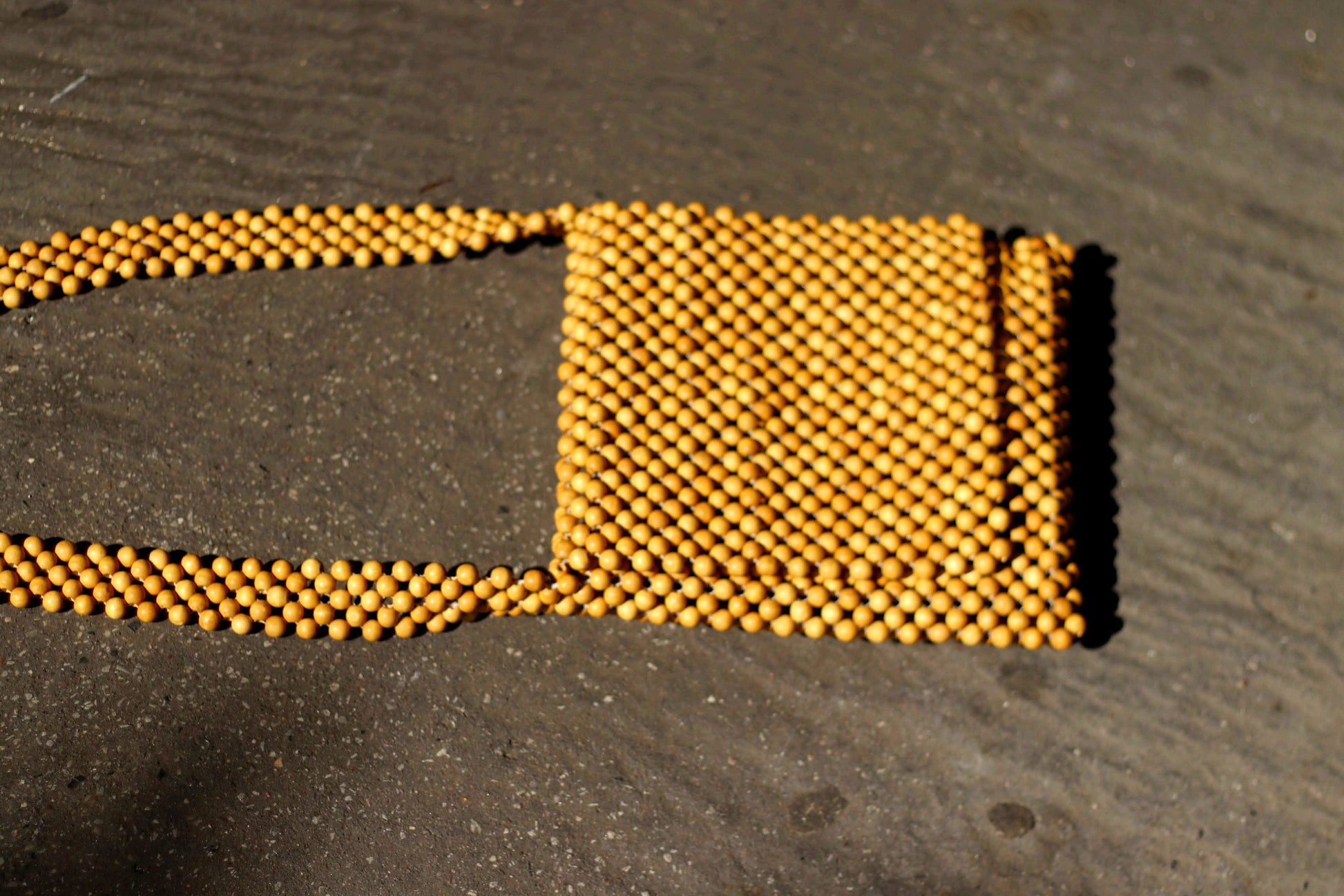 70s Beaded Bag| Vintage Brown Boho Crossbody Bag| Women's Minimalist Summer Bag