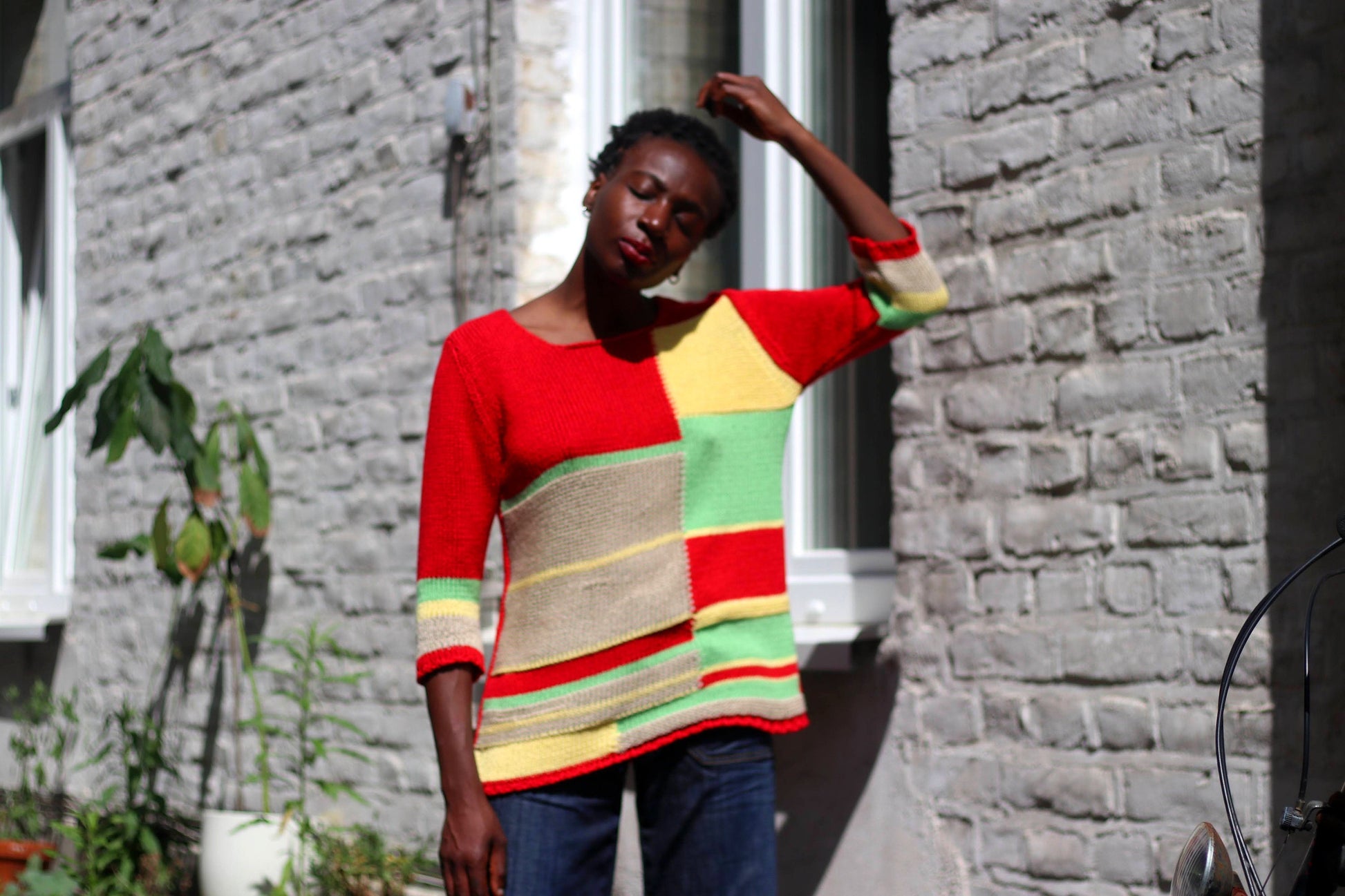 90s Umberto Rosetti Sweater| Vintage Color blocking Knit| Women's Casual Jumper