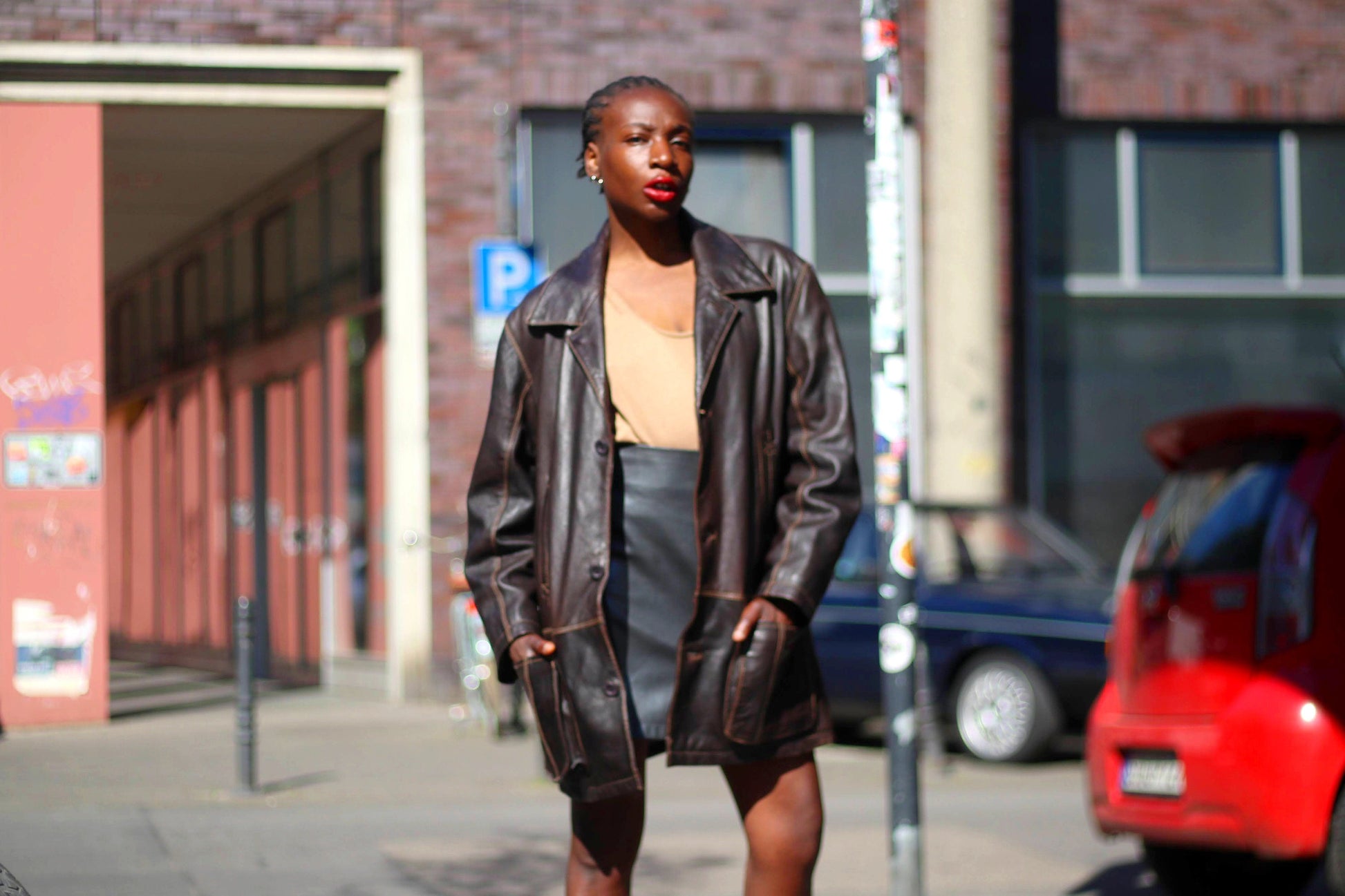 90s Leather Jacket| Vintage Brown Oversized Leather Jacket| Classic Minimalist Leather Jacket