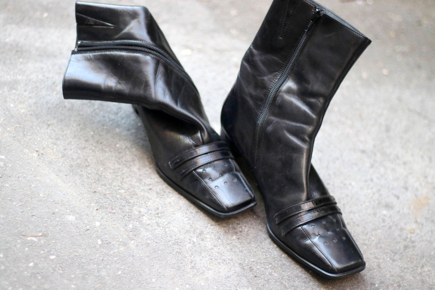 y2k Paul Green Boots| Vintage Black Leather Boots |Women's Sleek Minimalist boots