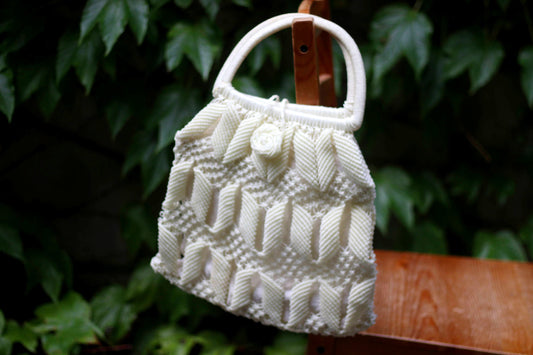 70s Cream Woven Bag: Vintage Bohemian Shoulder Handbag