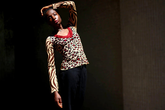y2k Morgan Du Toi Animal Print Blouse | Vintage Leo Print Top| Brown Lightweight Sexy Shirt