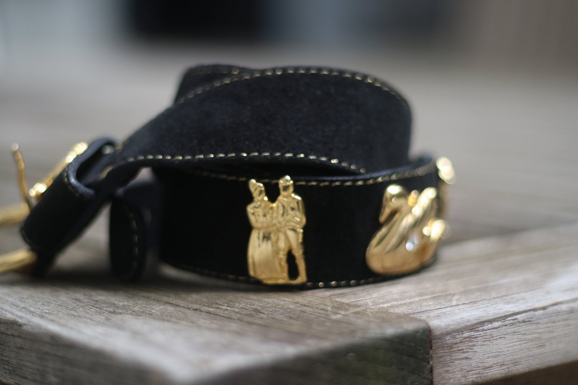 80s Suede Belt| Vintage Black Folkloric Studded Belt | Women's Black Belt with Animal Shaped Studs| Whimsical Belt with Farm Animal Charms