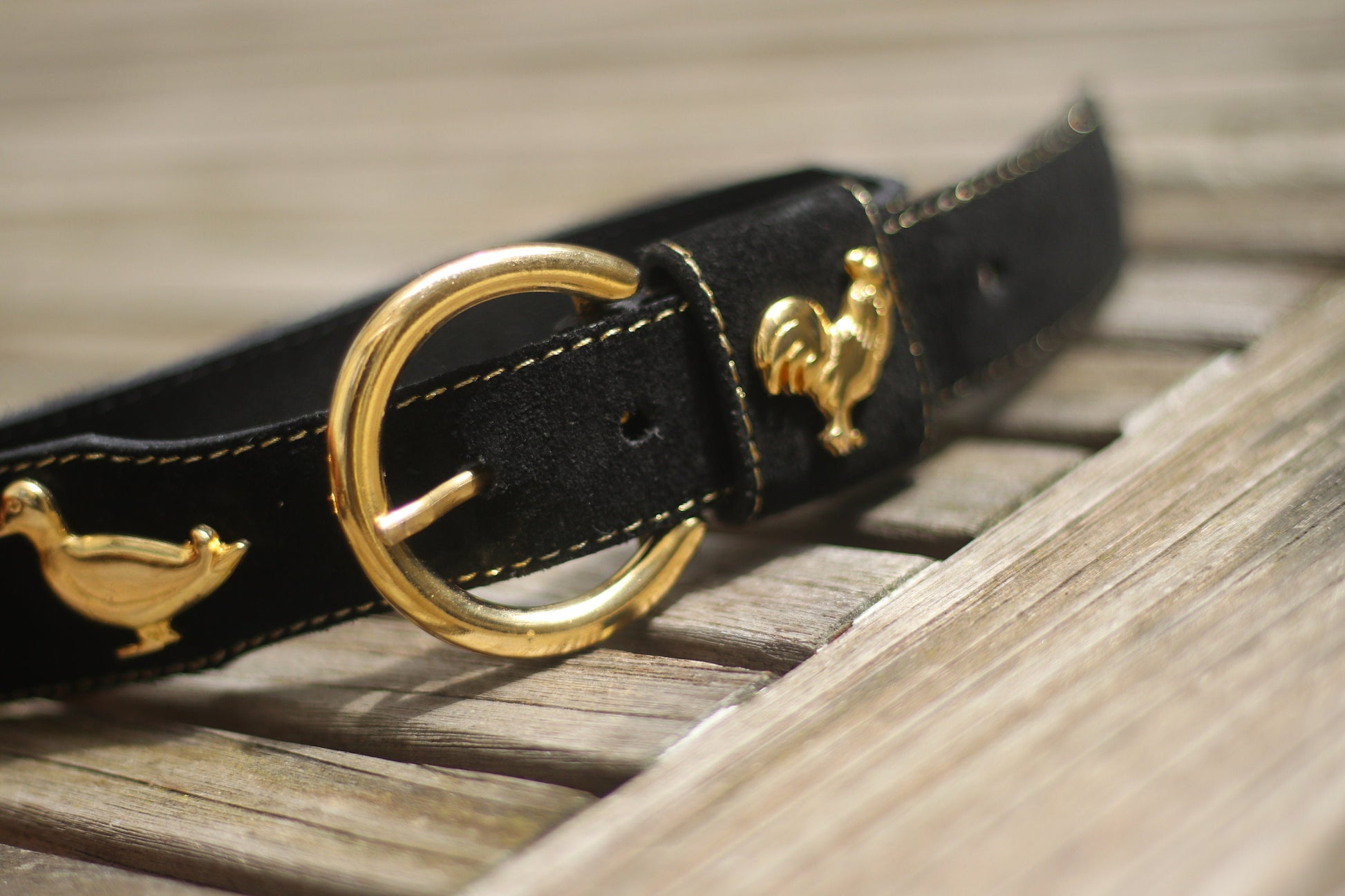 80s Suede Belt| Vintage Black Folkloric Studded Belt | Women's Black Belt with Animal Shaped Studs| Whimsical Belt with Farm Animal Charms