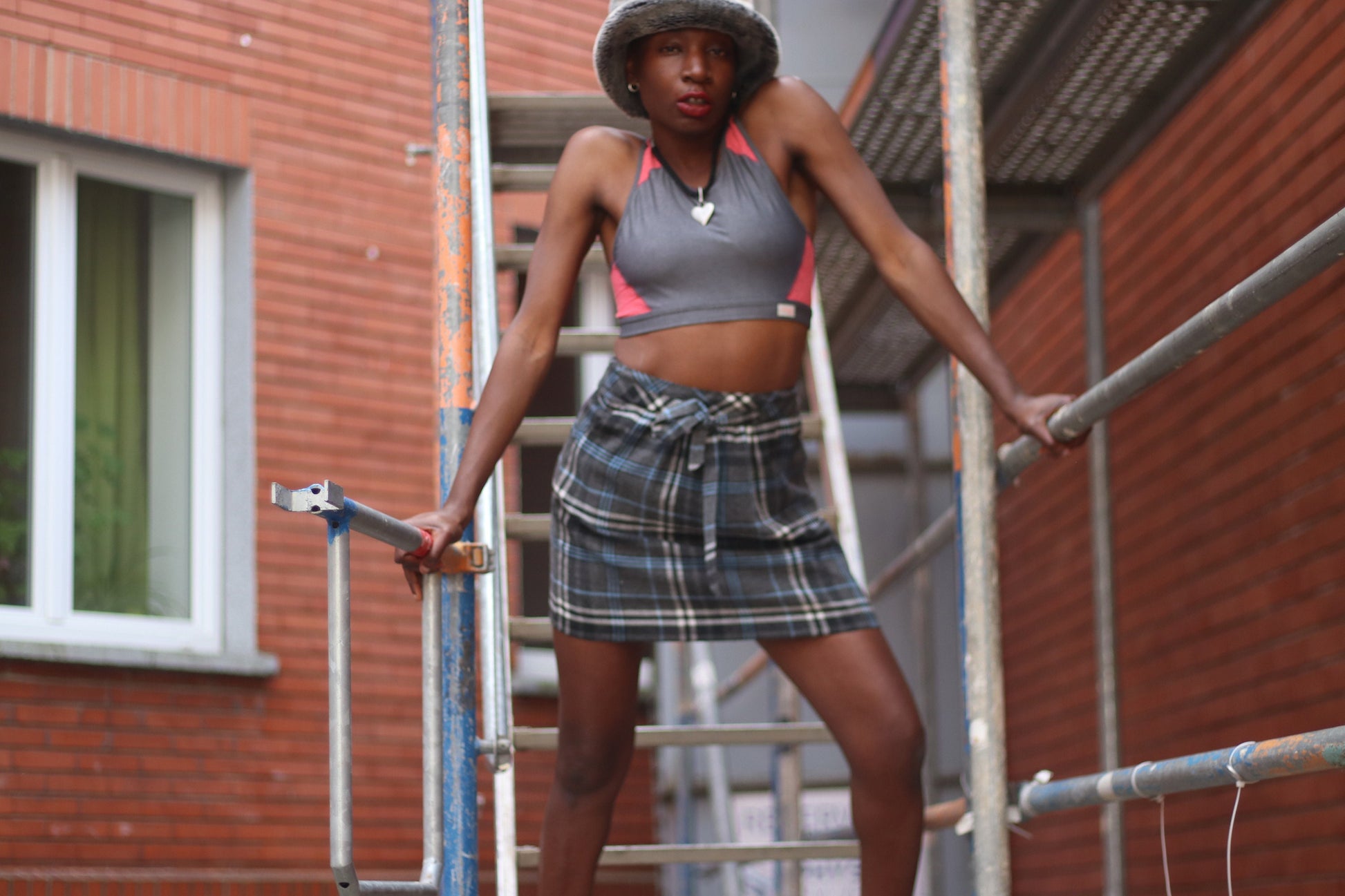 Vintage Blue Grey Plaid Mini Skirt: High Waisted Tartan A-Line