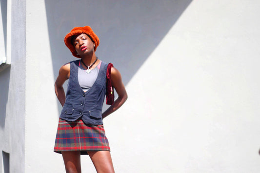 y2k Plaid Skirt| Vintage Esprit Blue and Red Skirt | Women's Checkered Skirt| Tartan Mini Skirt