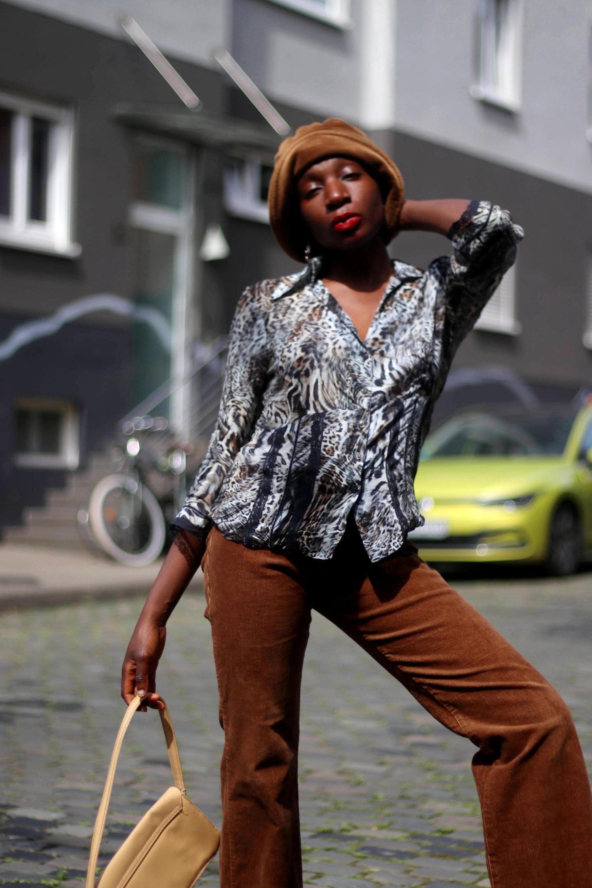 y2k Maximalist BiBA Blouse | Vintage Women's Animal Print Shirt | Brown Leo print Boho Blouse