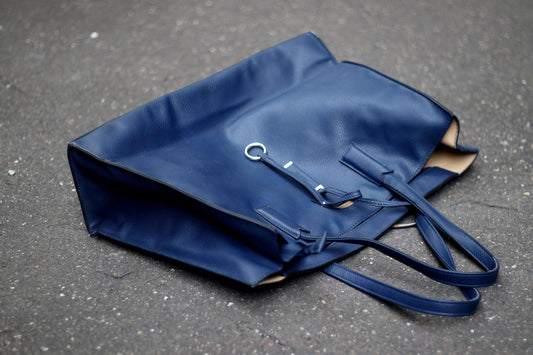 90s Orsay Leather Bag | Vintage Blue maxi shoulder bag | Women's Minimalism Chic Shoulder bag| Capsule Wardrobe Handbag.