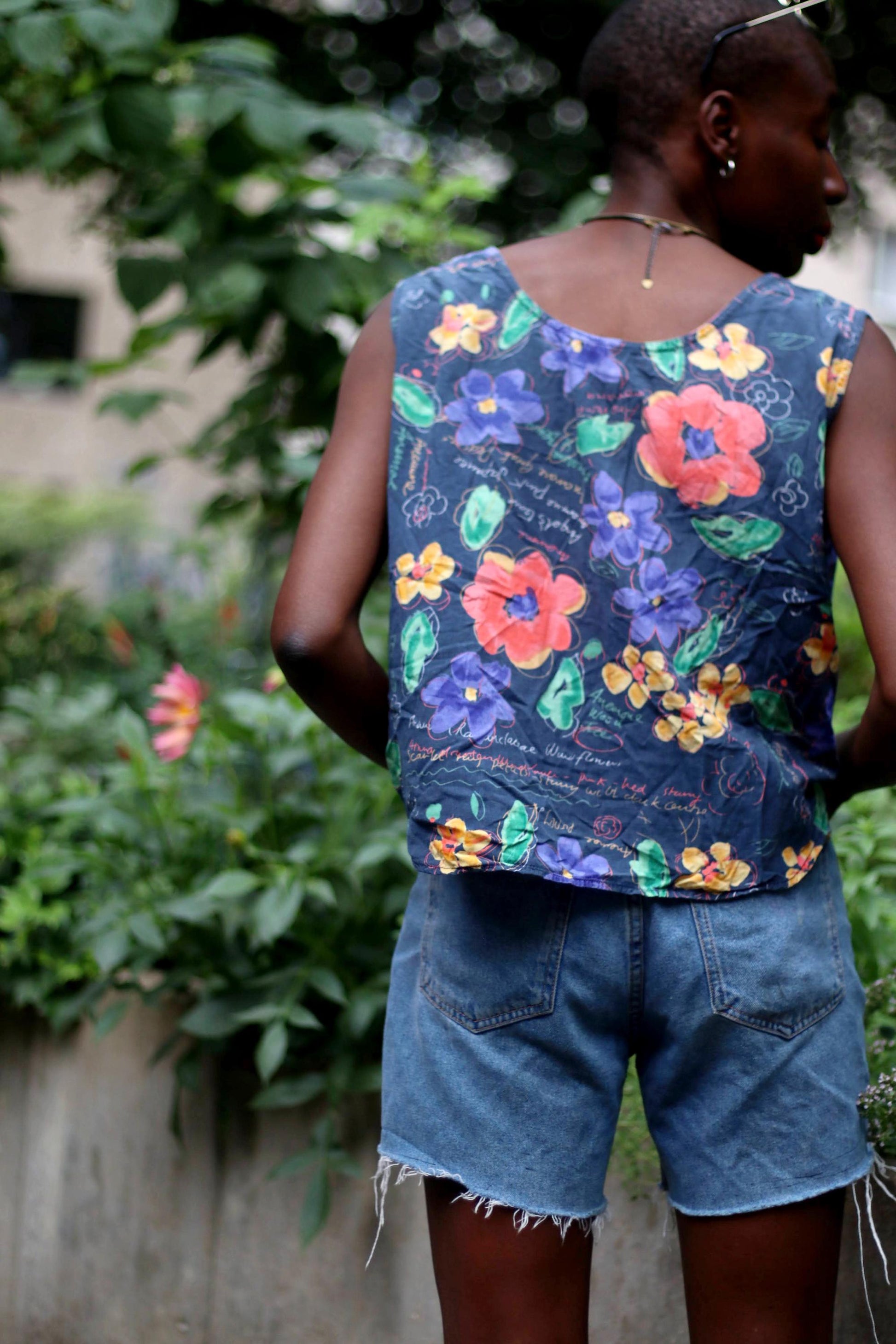 90s Floral Print Top| Vintage Miss JOY Sleeveless Blouse| Maximalist Summer Blouse | Bohemian Blue Top