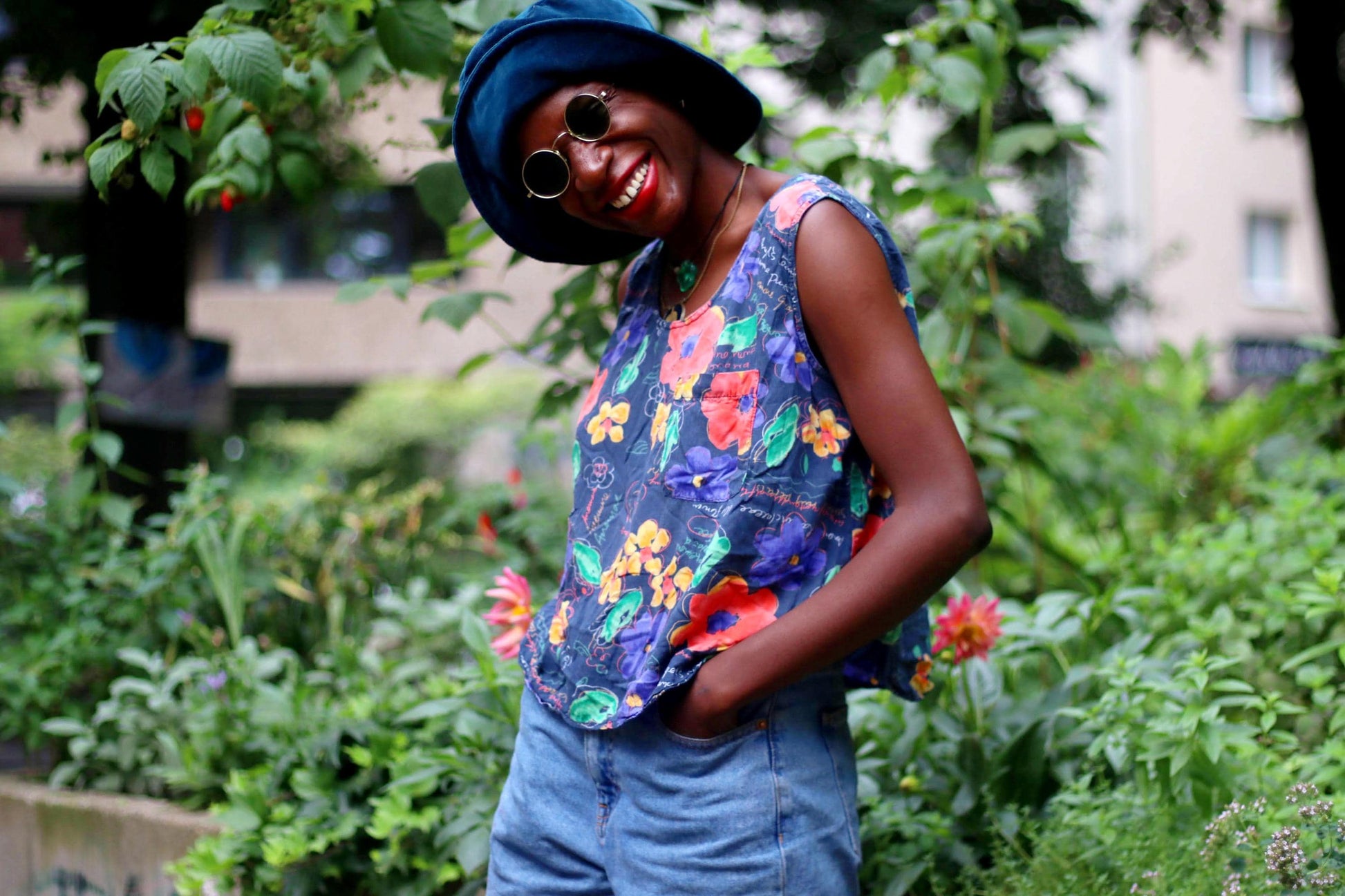 90s Floral Print Top| Vintage Miss JOY Sleeveless Blouse| Maximalist Summer Blouse | Bohemian Blue Top