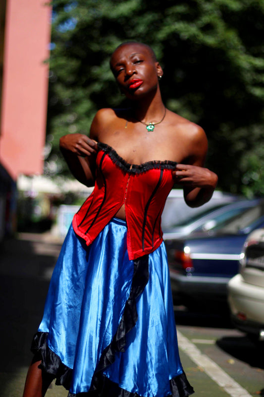 Y2K Red Corset Top: Vintage Lingerie-Inspired Blouse