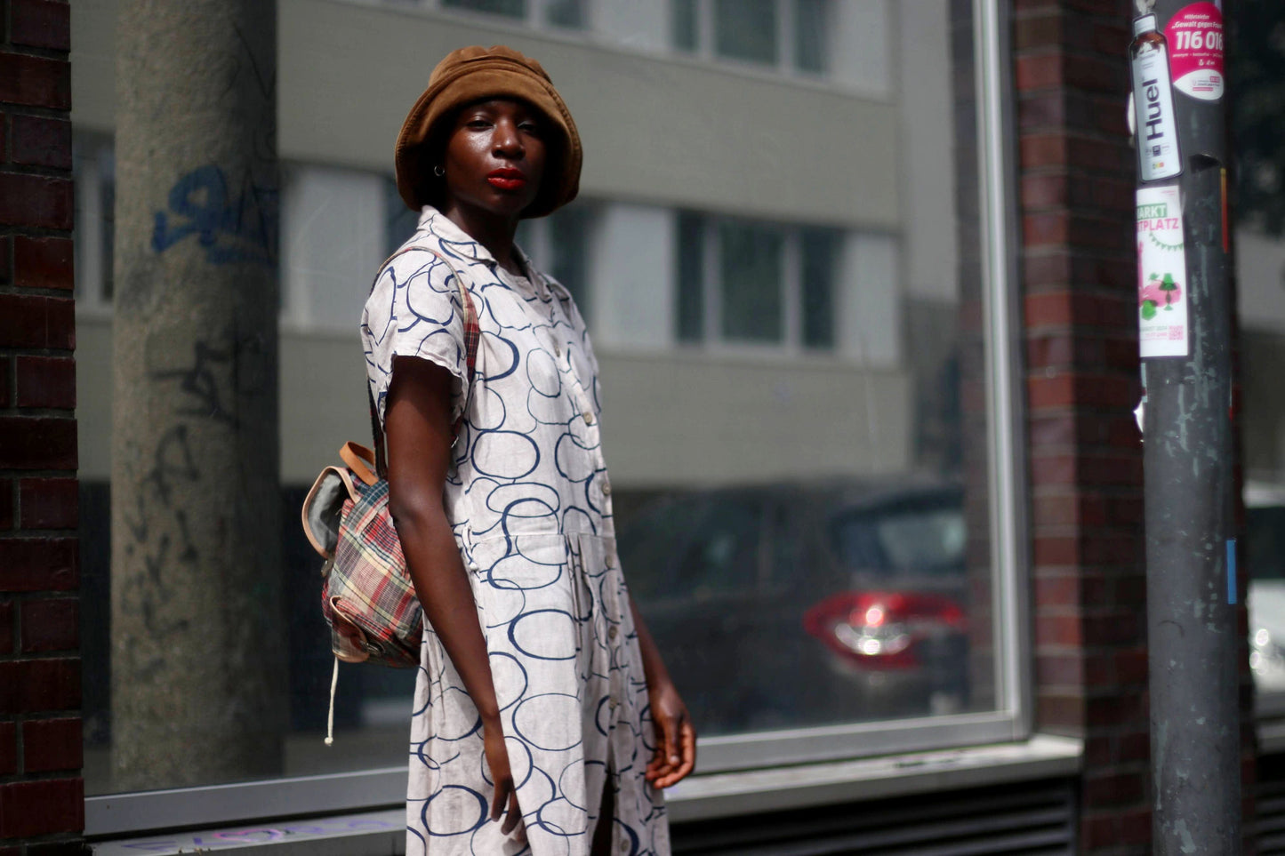 90s Abstract Print Dress| Vintage Summer Dress| Cream Circle Print Midi Dress| Women's Maximalist Hipster Design