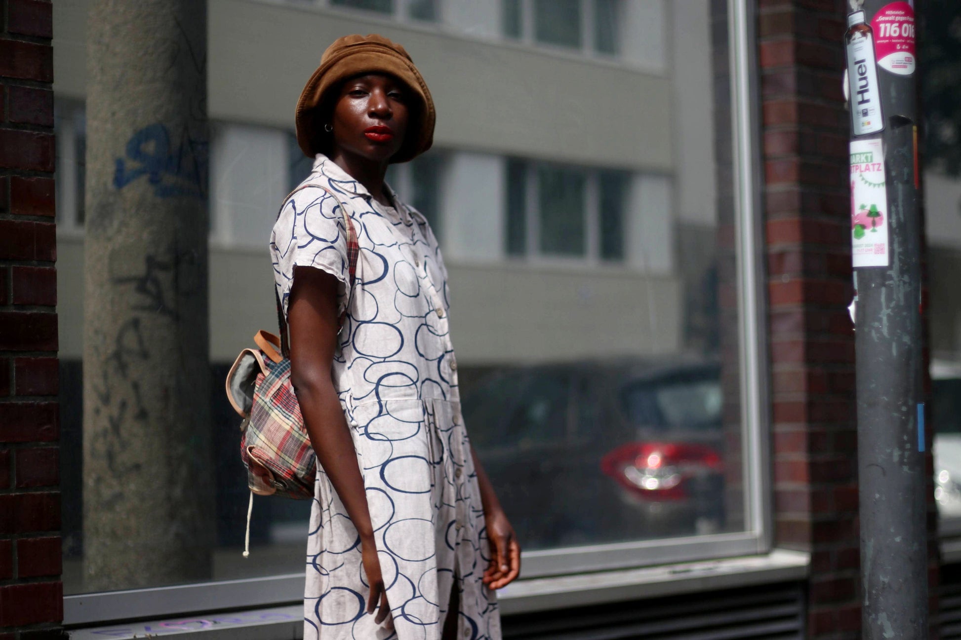 90s Abstract Print Dress| Vintage Summer Dress| Cream Circle Print Midi Dress| Women's Maximalist Hipster Design