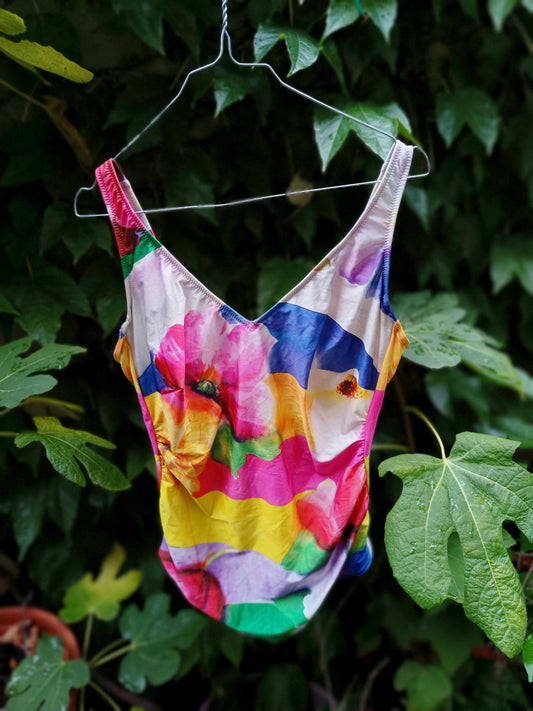80s Swimming Suit | Vintage Ari Colorful Summer One Piece|