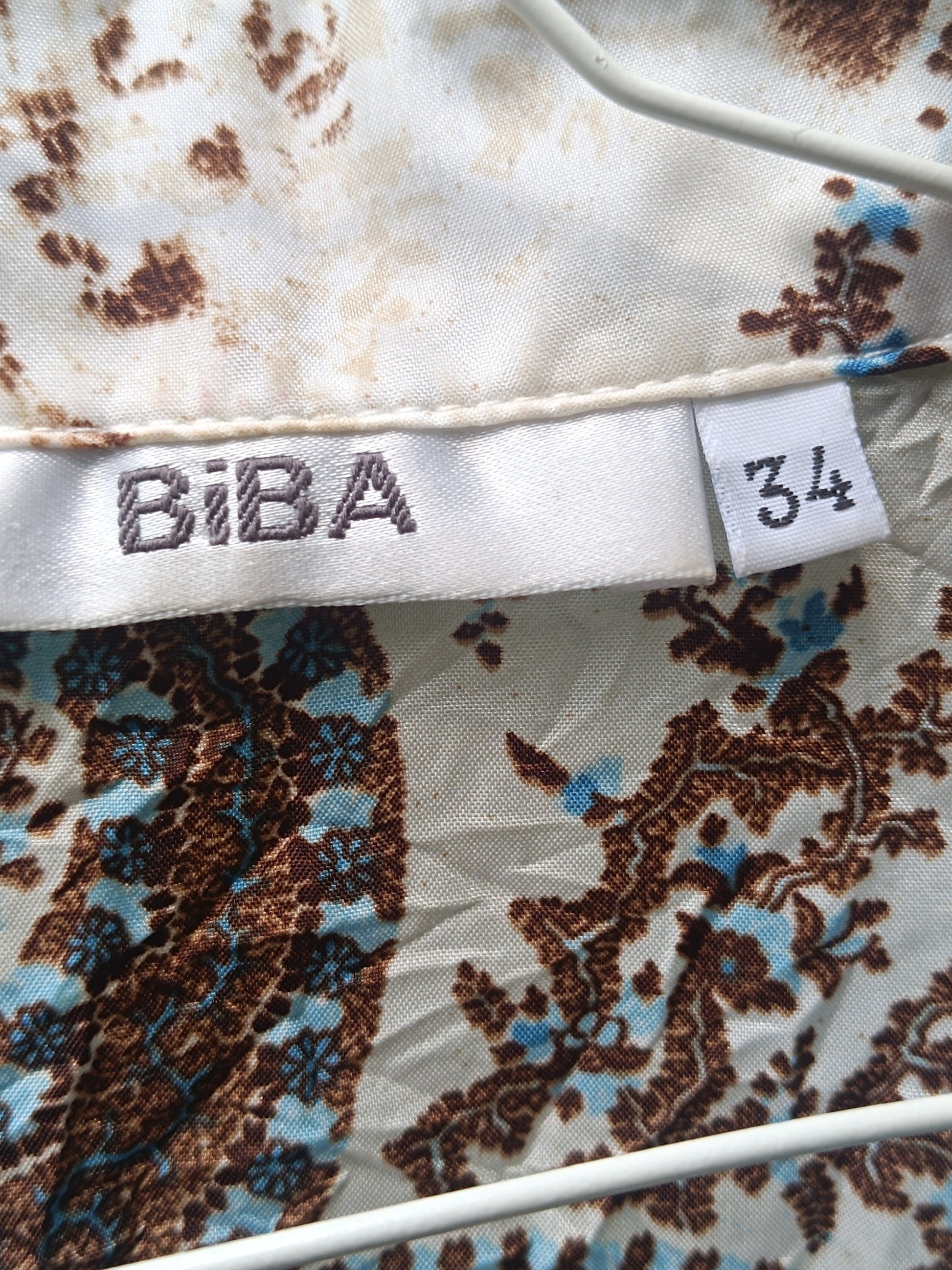 y2k Maximalist BiBA Blouse | Vintage Women's Floral Print Shirt | Textured wrinkled-Effect Rave Boho Blouse with Butterfly Sleeves