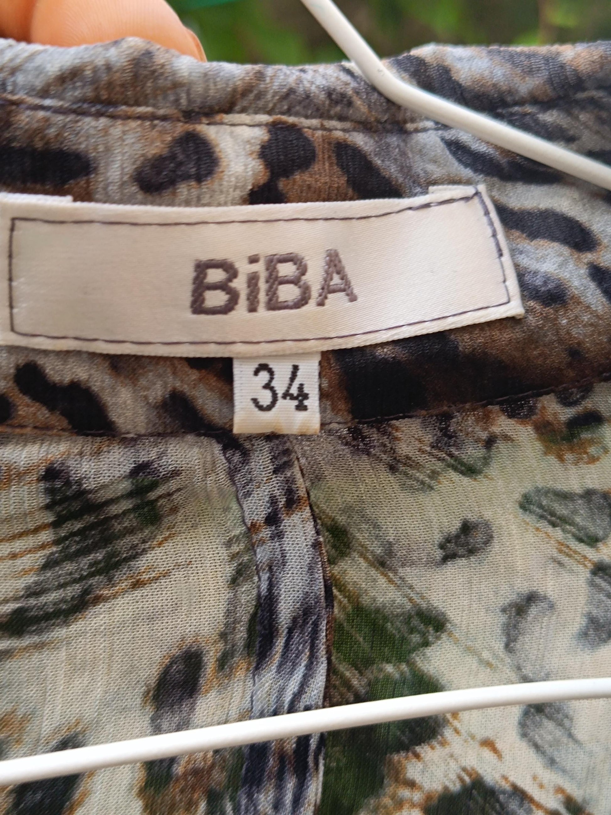 y2k Maximalist BiBA Blouse | Vintage Women's Animal Print Shirt | Brown Leo print Boho Blouse