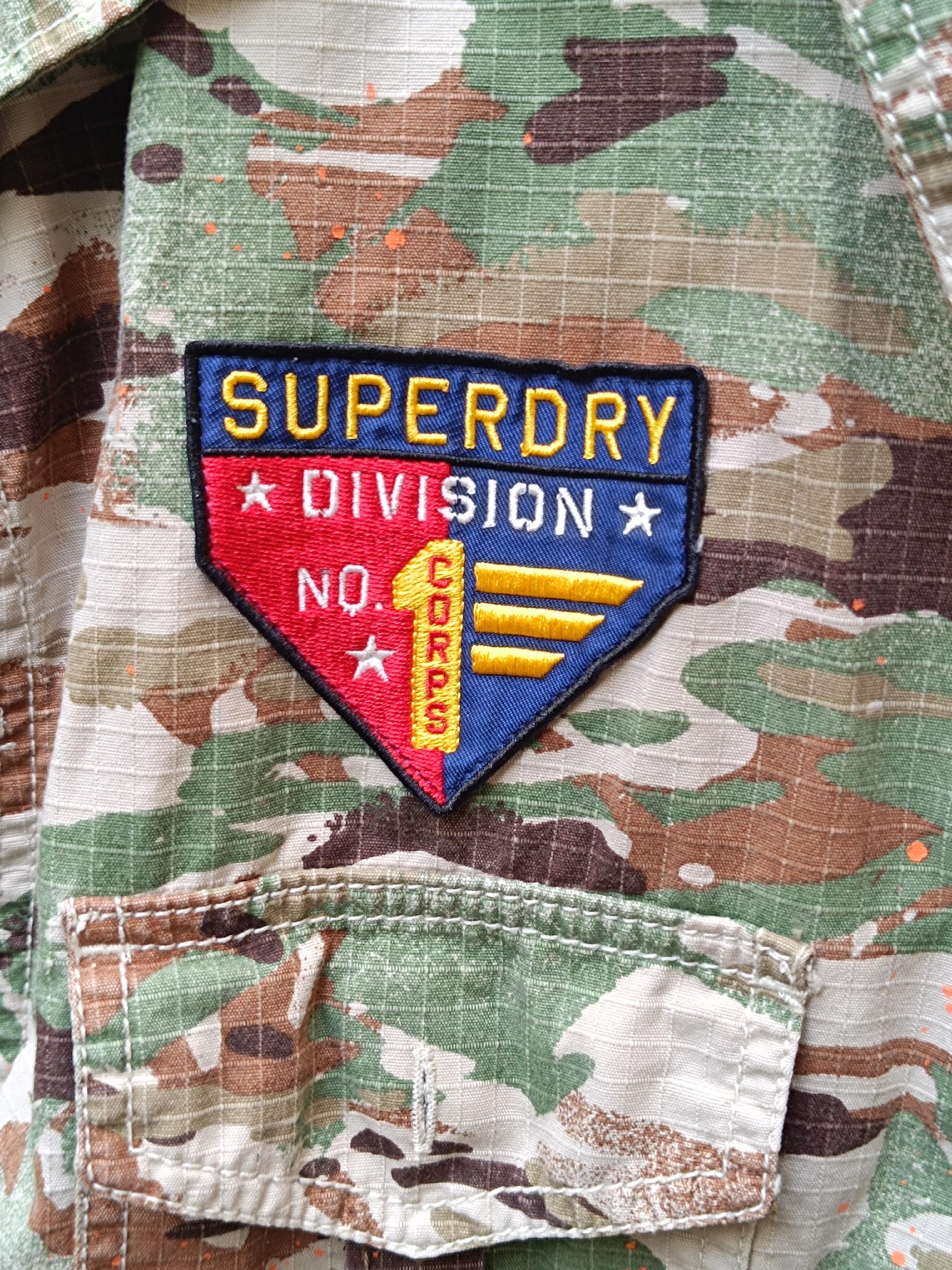 Y2k Superdry Shirt| Vintage Camouflage Print Buttoned down Shirt| Army-Inspired Light Green Mini Dress