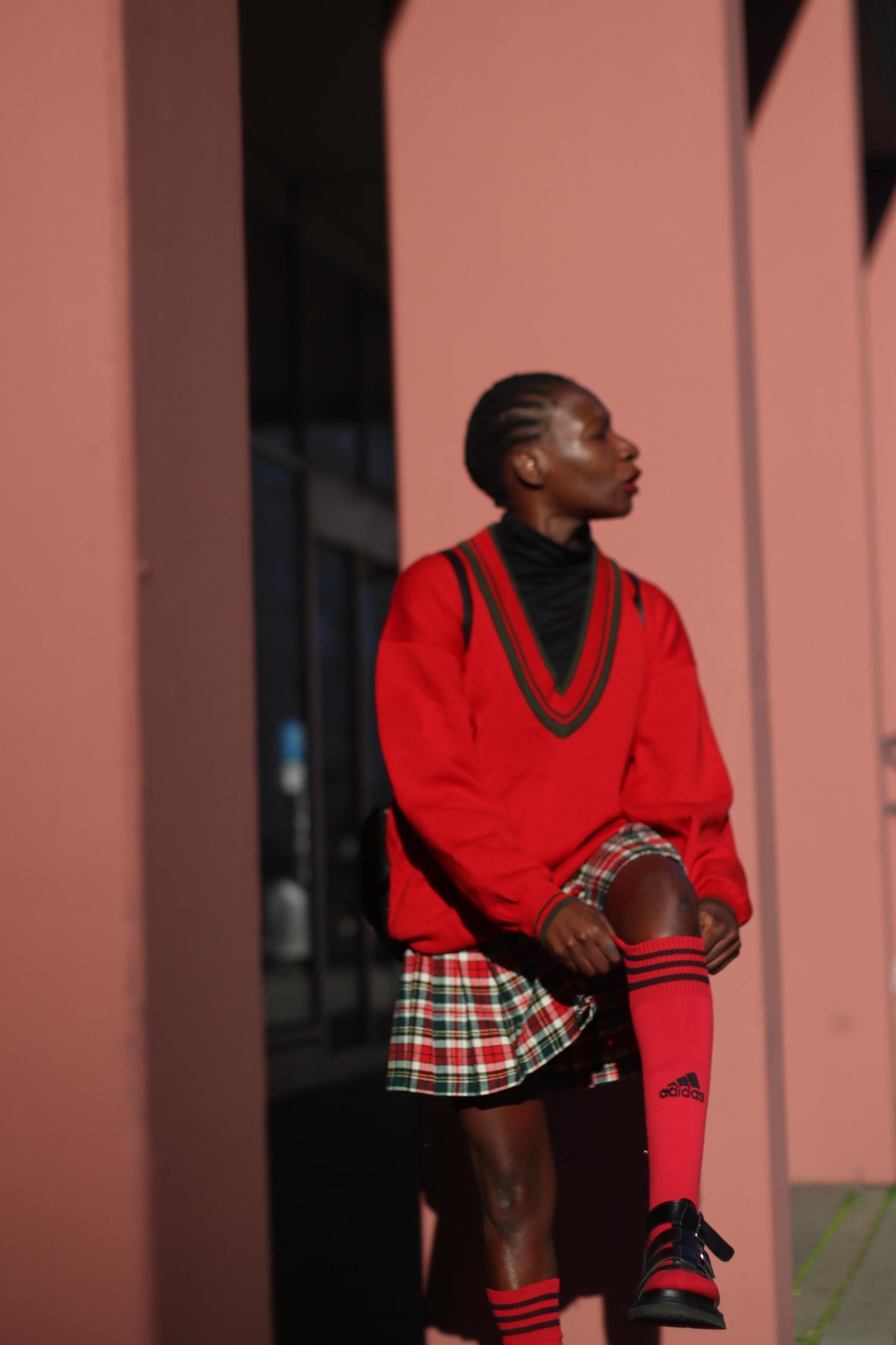 Vintage Wool V-Neck Sweater: 90s Collegiate Red Knit