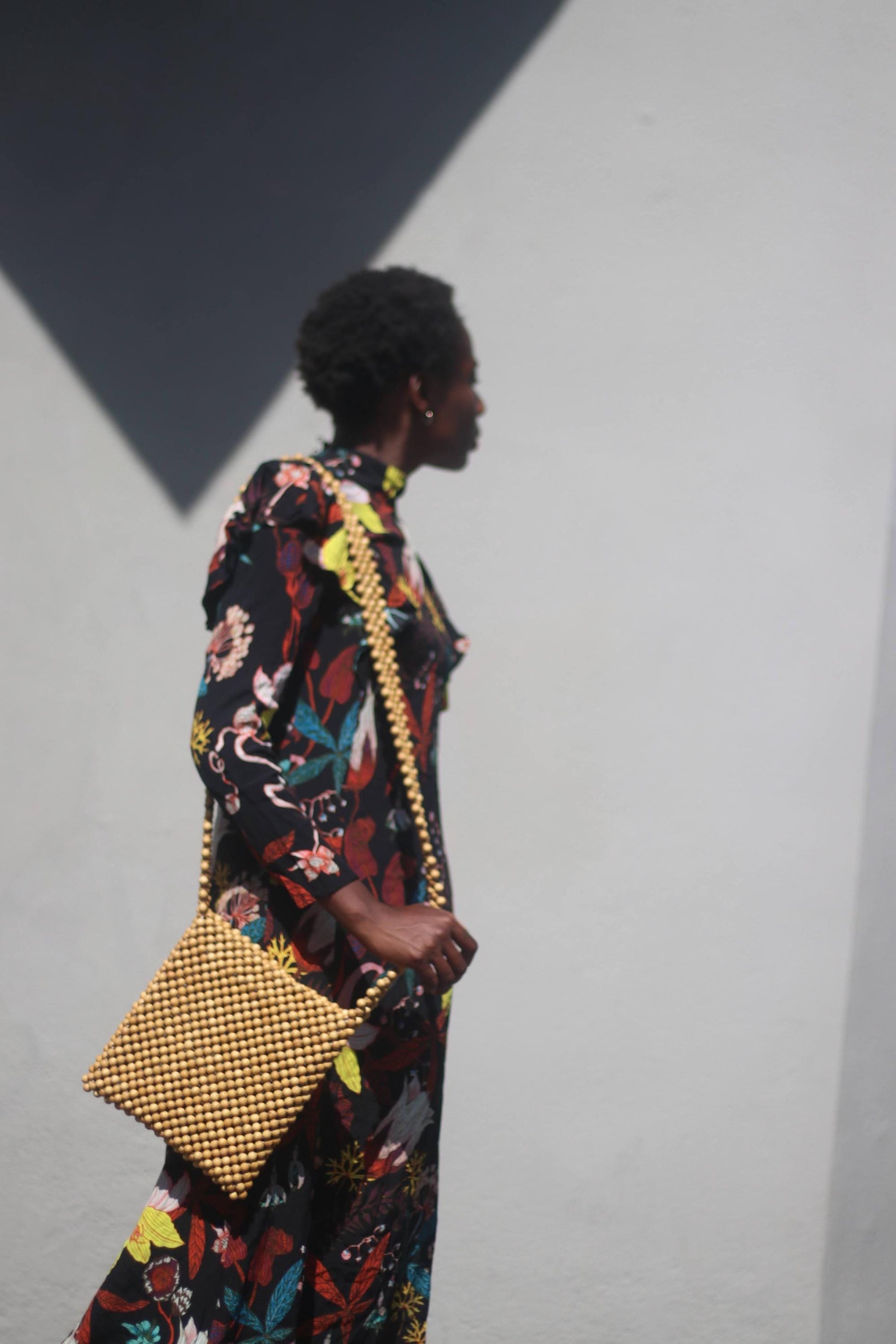 70s Beaded Bag| Vintage Brown Boho Crossbody Bag| Women's Minimalist Summer Bag