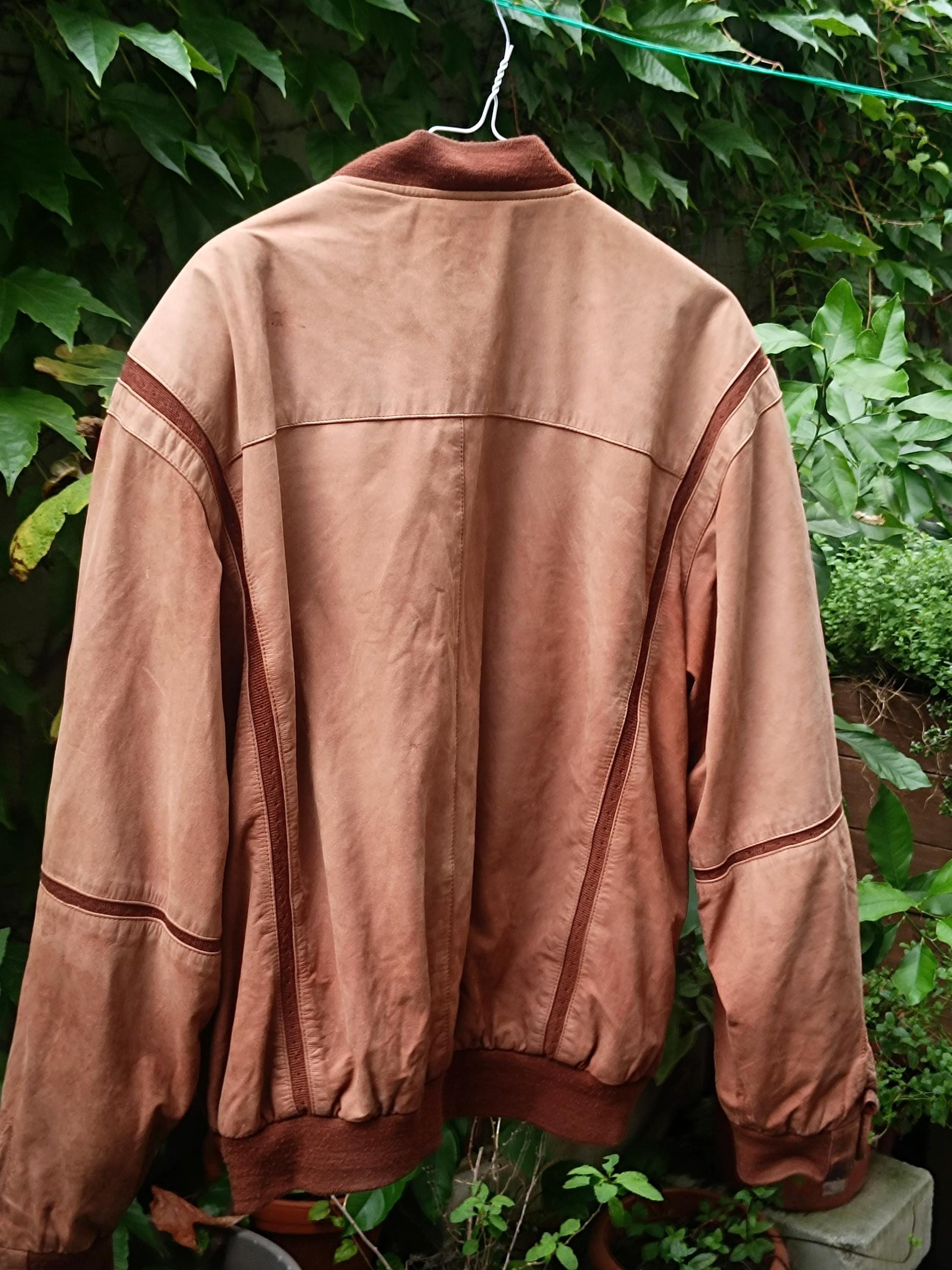 90s Leather Bomber| Vintage Brown Unisex Jacket| Minimalist Fall Sportswear Inspired Coat