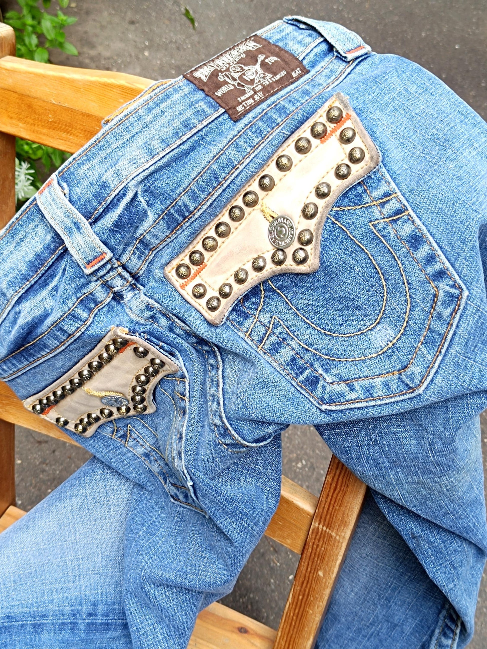 Y2K True Religion Jeans | Vintage Women's low waisted Designer Deniml Light Blue Jeans Size 29