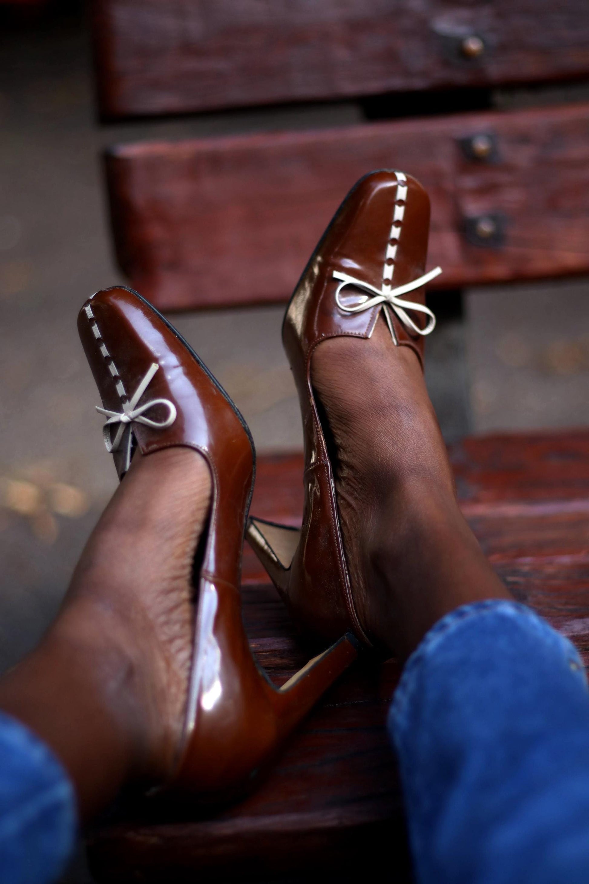 90s Brown Pumps| Vintage High Heels With Bow| Vintage feminine glamorous pumps made in spain