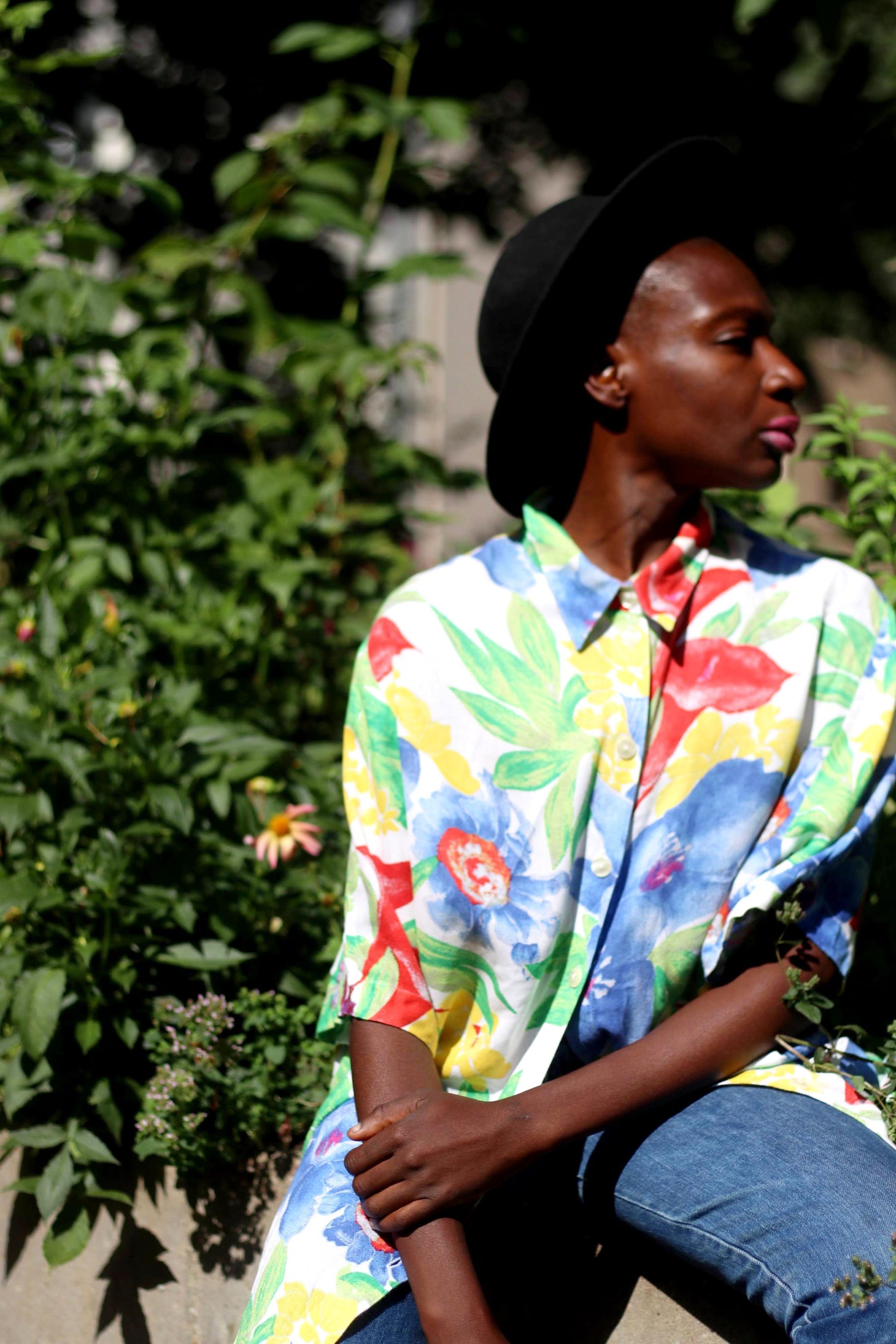90s Floral Print Blouse| Vintage Flou Short-Sleeved Summer Shirt | Women's Maximalist Shirt
