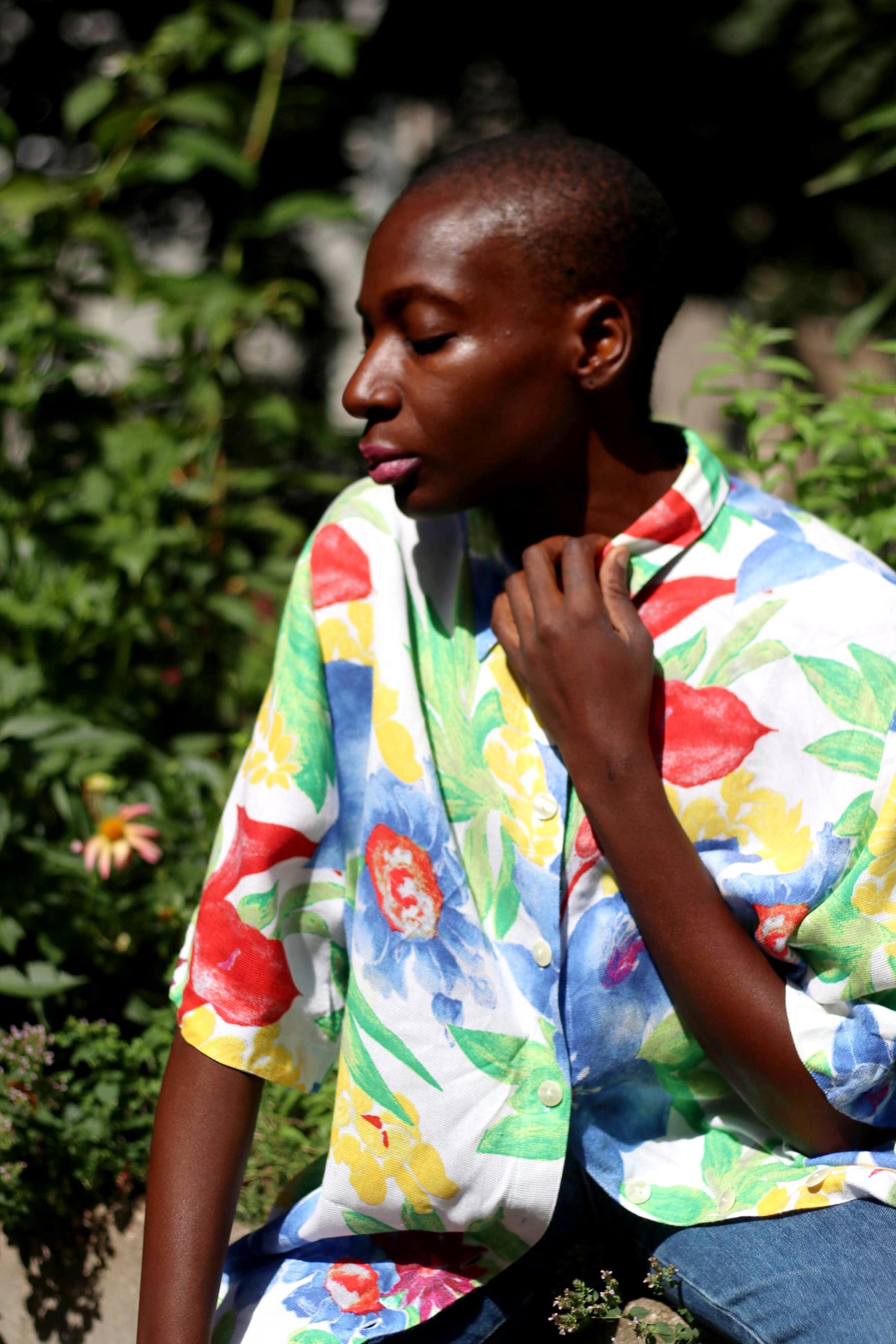 90s Floral Print Blouse| Vintage Flou Short-Sleeved Summer Shirt | Women's Maximalist Shirt