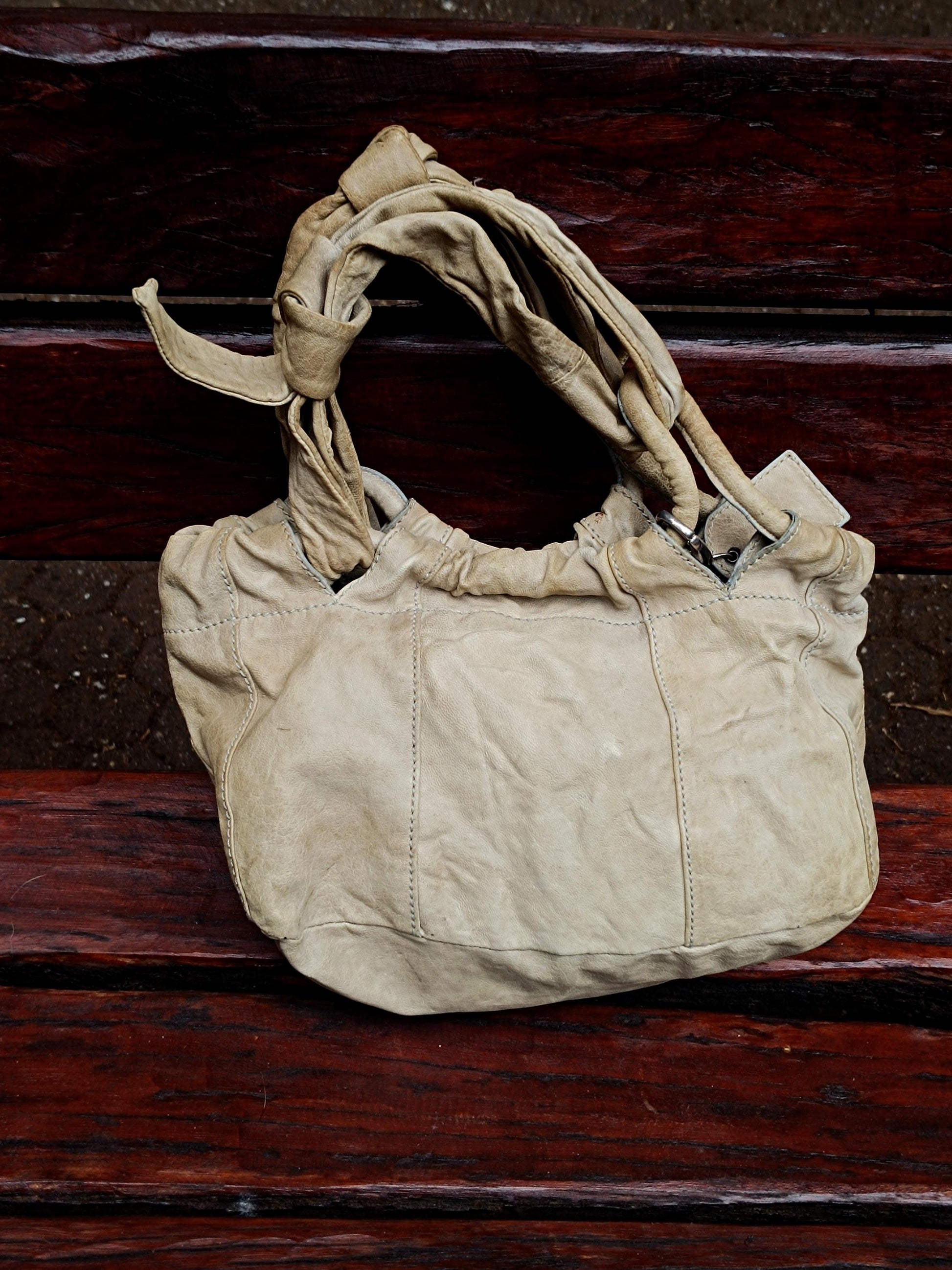 Vintage Trussardi Bag| 90s Leather Bag in Grey