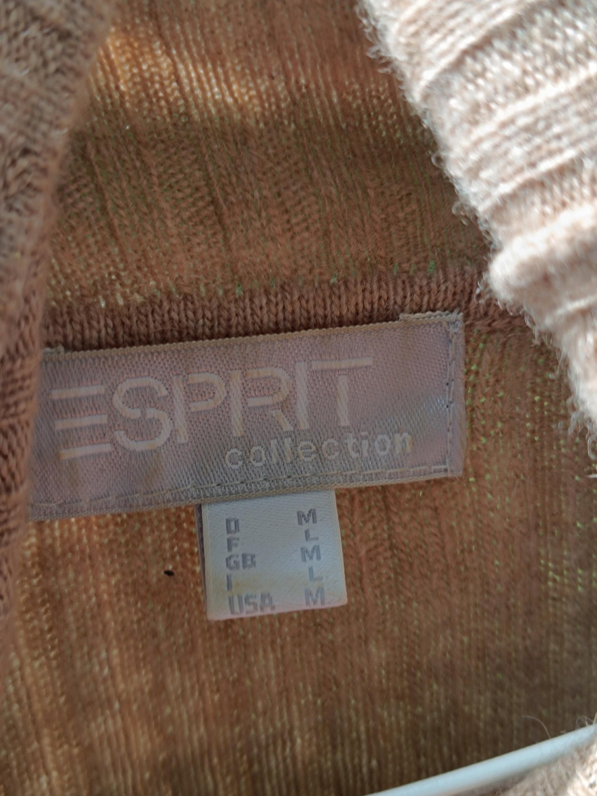 90s Esprit Turtleneck| Vintage Brown Winter Merino Wool Blend Winter Sweater| Women's Minimalist Long-sleeved Sweater
