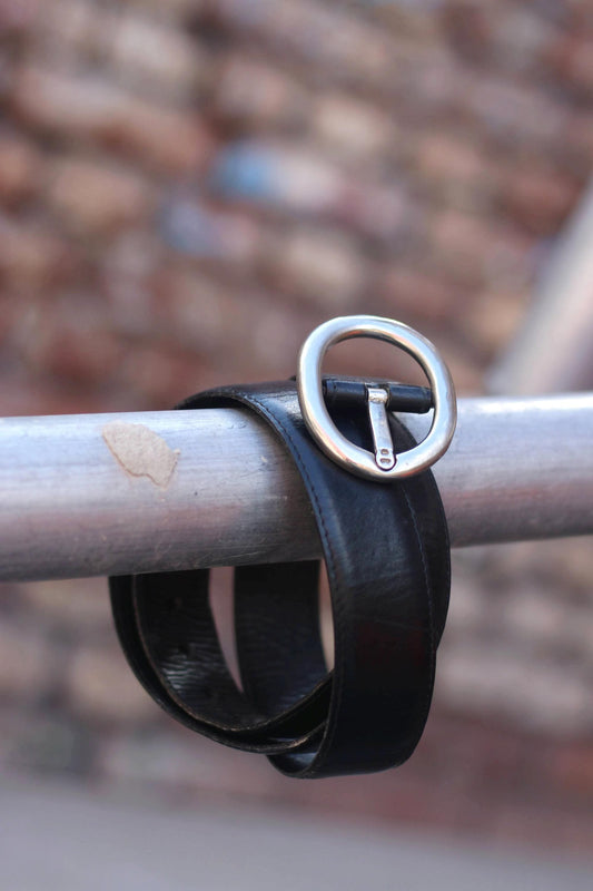 90s Etienne Aigner Leather Belt| Vintage Women's Black Designer Belt| Minimalist Chic Belt