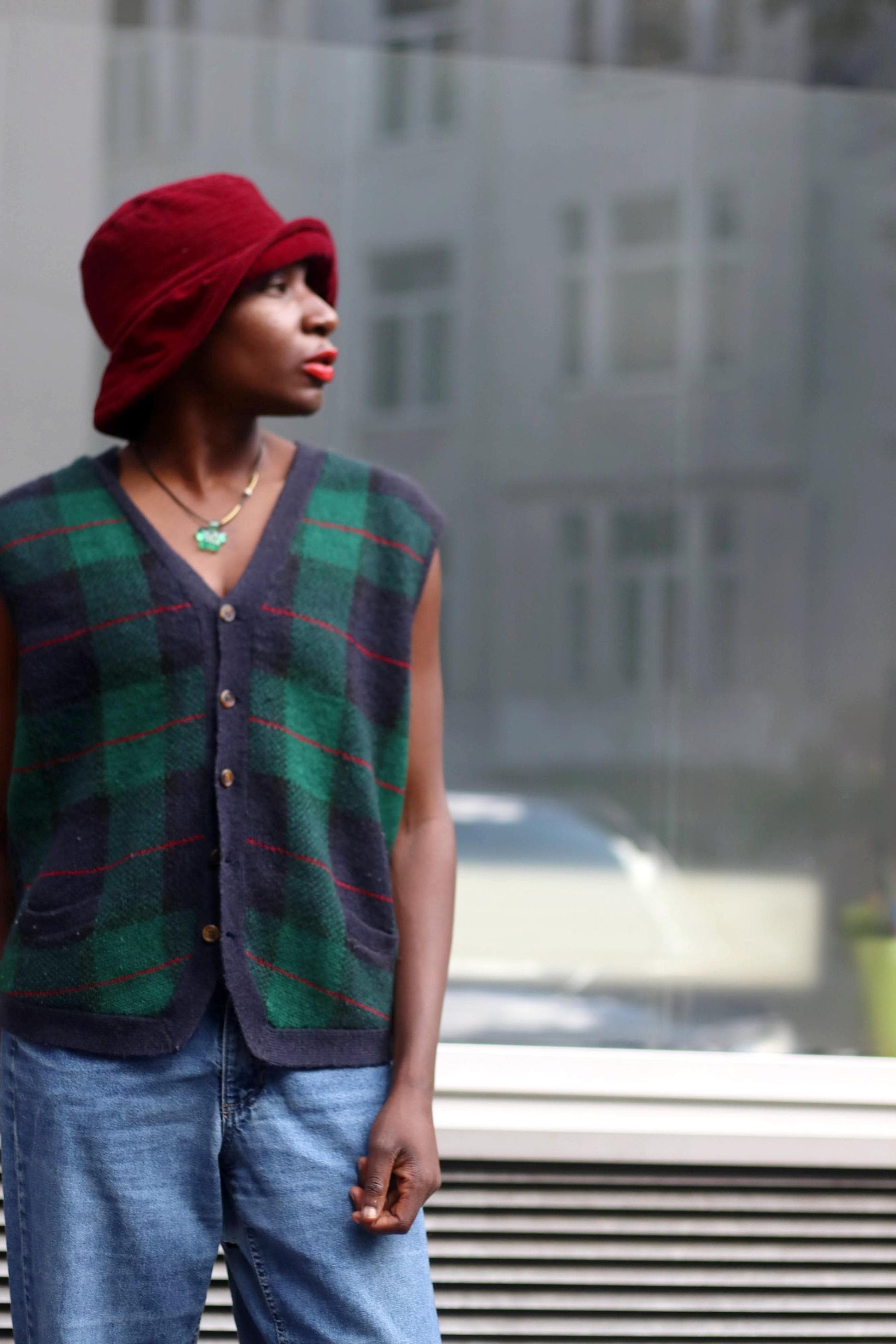 90s Hemmond Vest| Vintage Preppy Plaid Knit | Women's Checkered Sleeveless Cardigan|