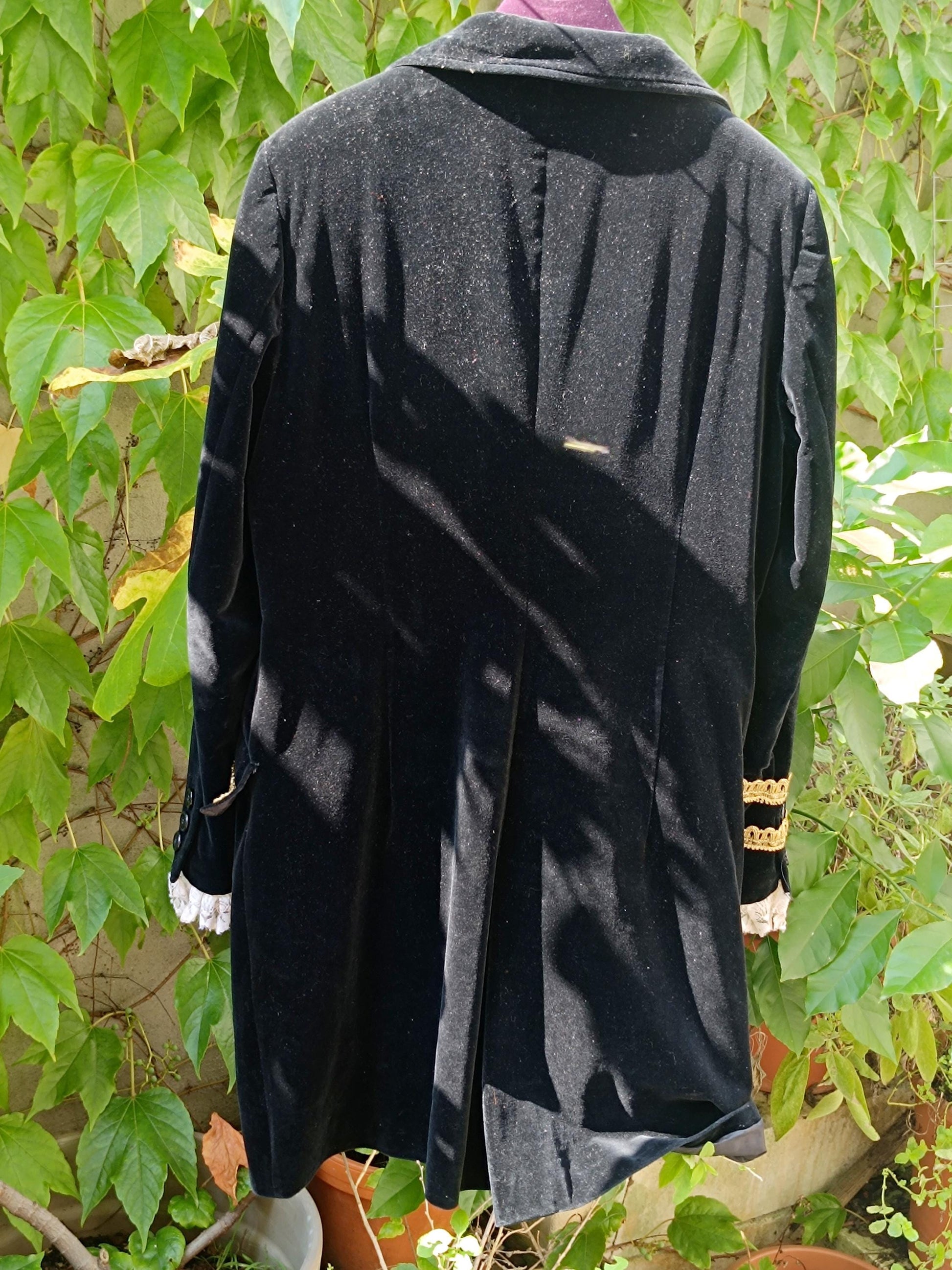 Vintage Adele Fado Coat | 80s Victorian-Inspired Velvet-Like Jacket | Gothic Black Evening Wear