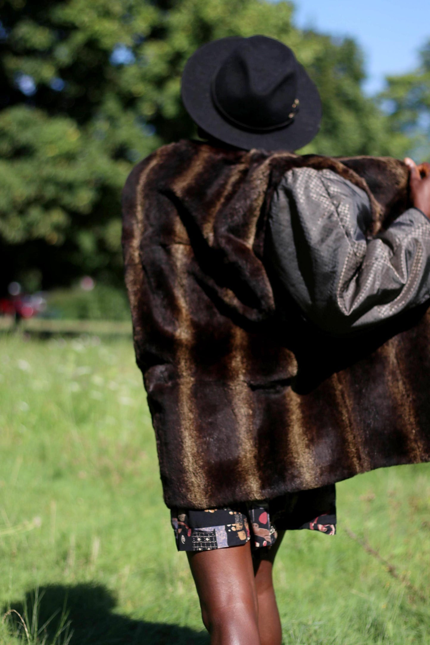 70s Fur and Fabric Winter Jacket | Vintage Mixed Media brown and grey Winter Coat| Women's cozy cardigan