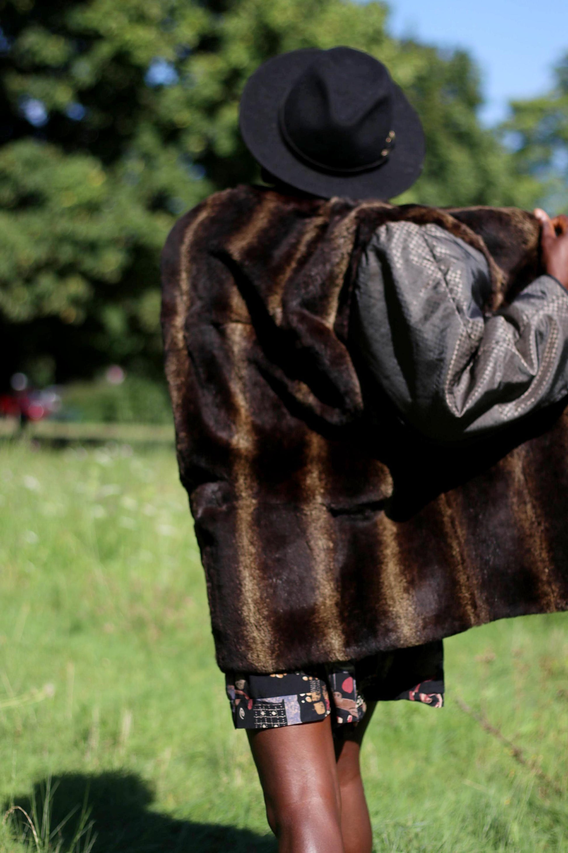 70s Fur and Fabric Winter Jacket | Vintage Mixed Media brown and grey Winter Coat| Women's cozy cardigan