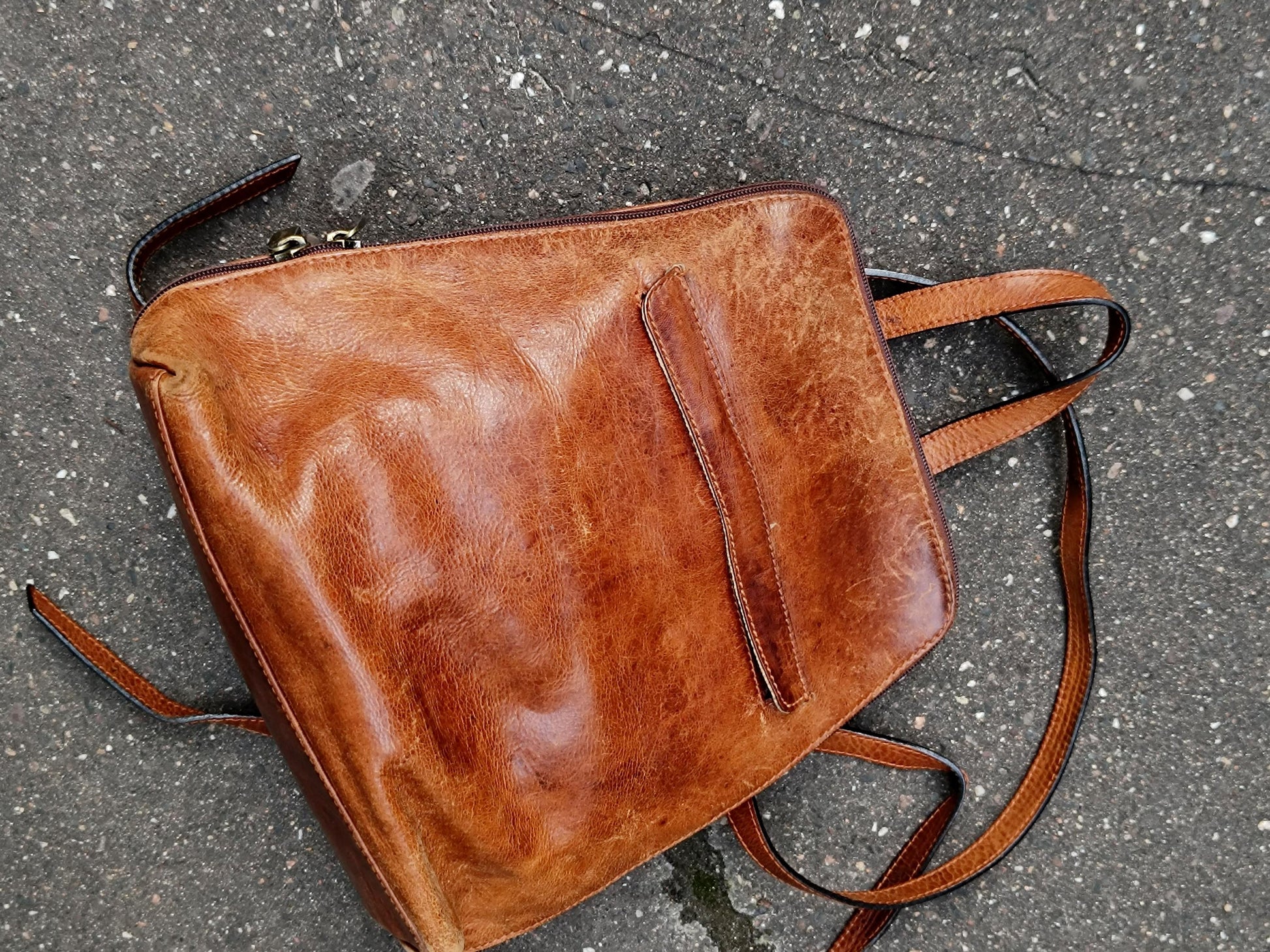 90s Leather Backpack| Brown Sacatini Minimalist Classic bag| Minimalist Women's backpack| Unisex Genuine Leather bag