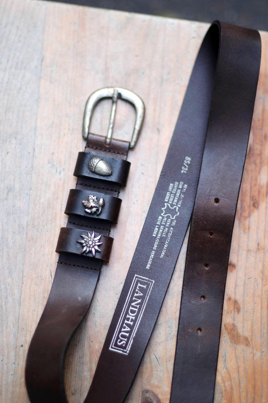 80s Folk-Inspired Belt | Vintage Landhaus Country Brown belt| Quirky farm animal accessory