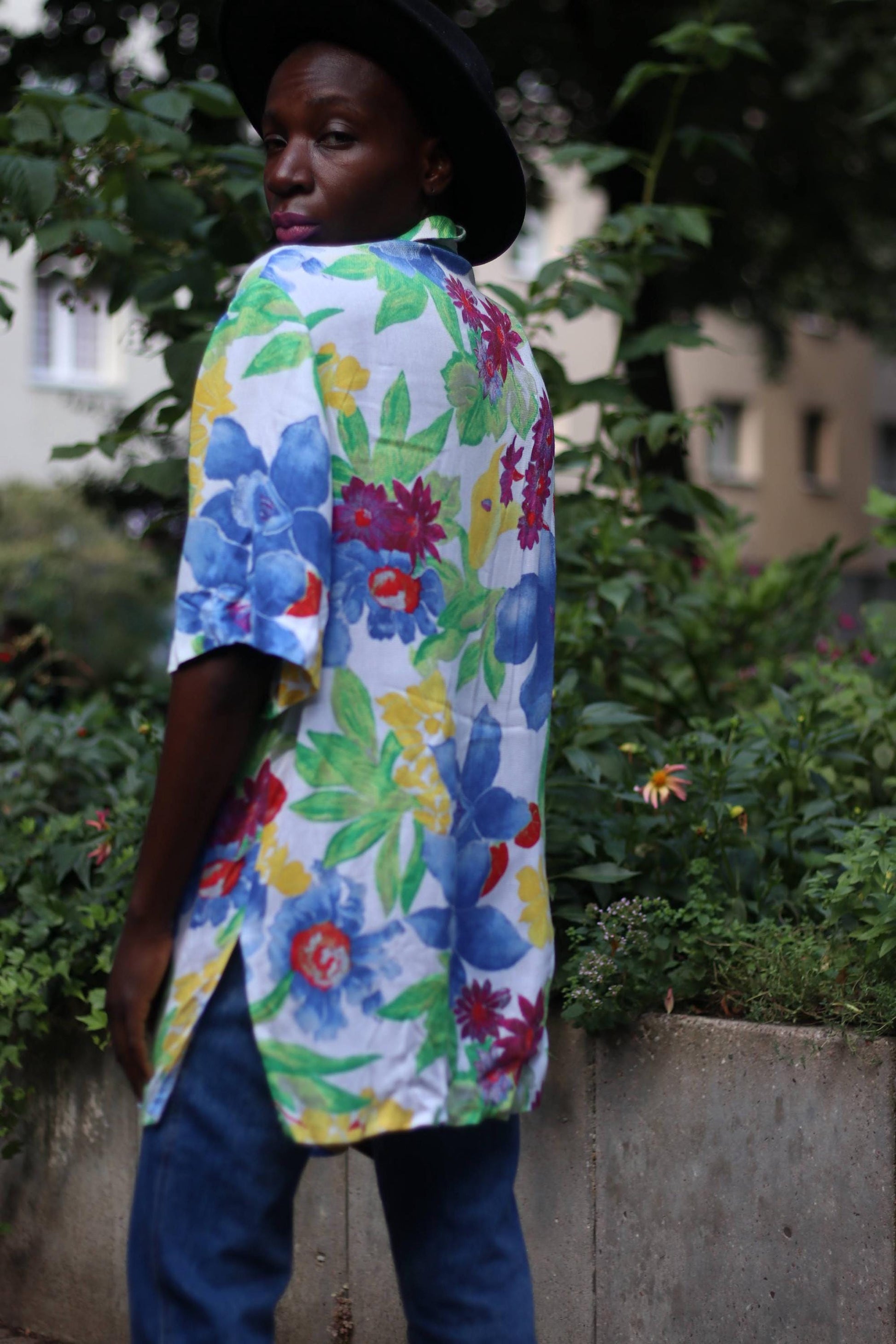 90s Floral Print Blouse| Vintage Flou Short-Sleeved Summer Shirt | Women's Maximalist Shirt