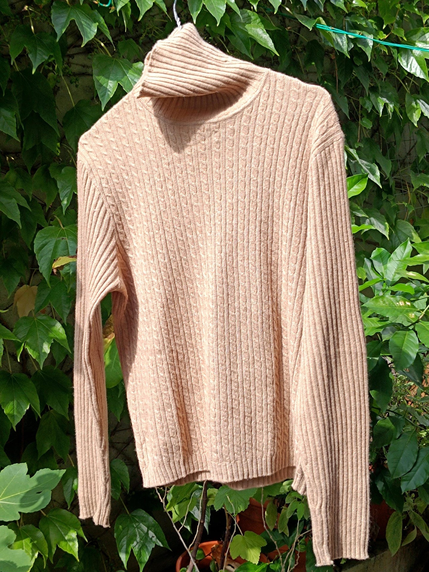 90s Esprit Turtleneck| Vintage Brown Winter Merino Wool Blend Winter Sweater| Women's Minimalist Long-sleeved Sweater