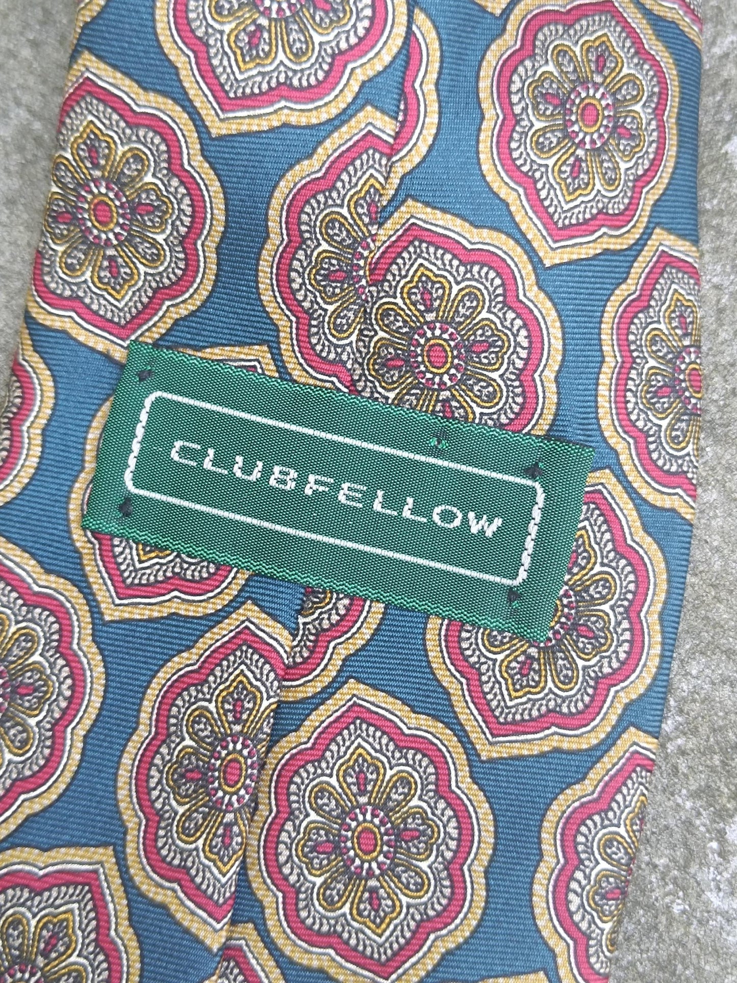 90s Clubfellow Silk Tie | Vintage Floral Print necktie | Men's Tie| Genderless unisex suit accessory