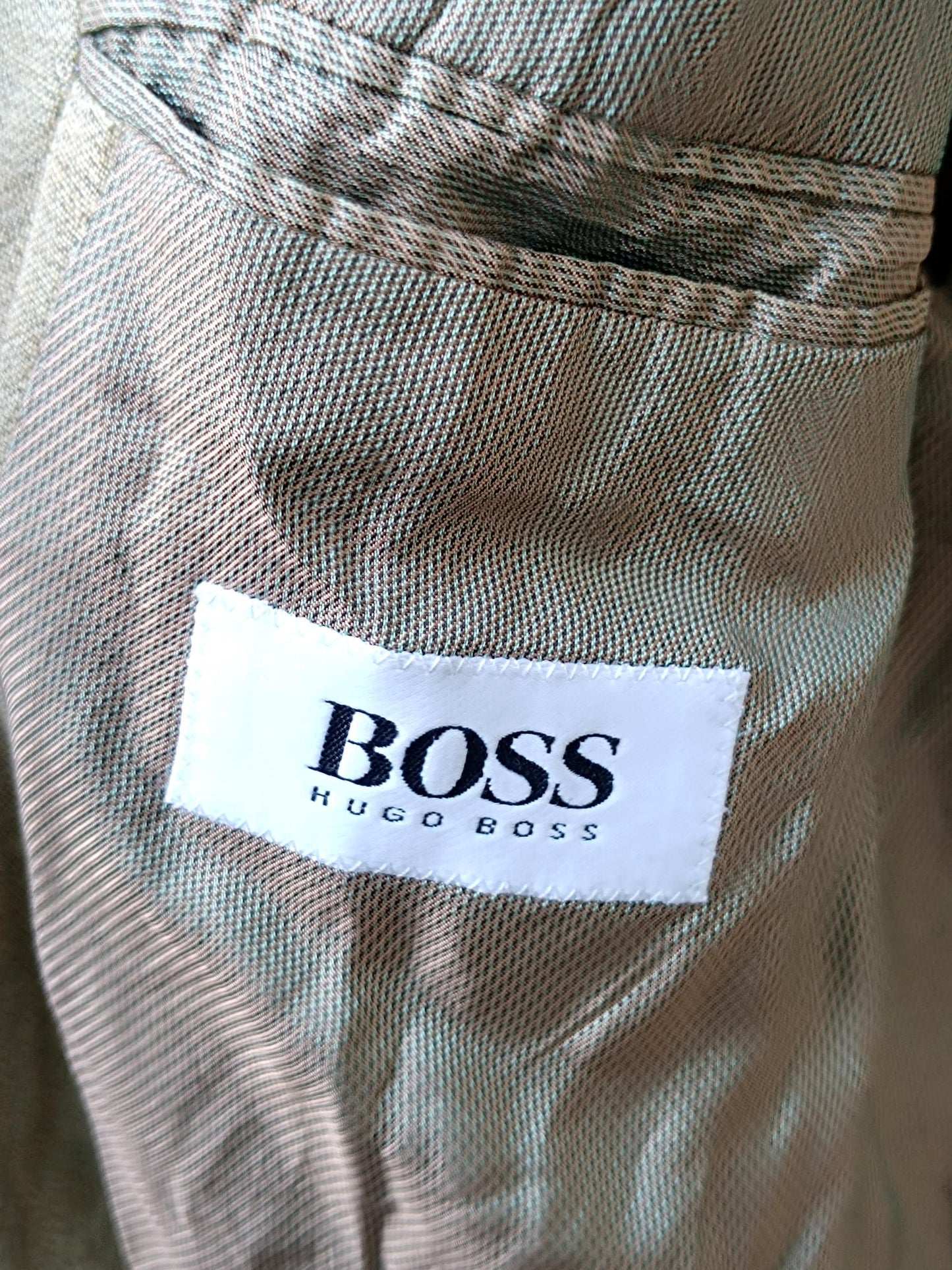90s Hugo Boss Linen Blend Blazer | Vintage Minimalist Women's Brown blazer| Men's Workwear Jacket