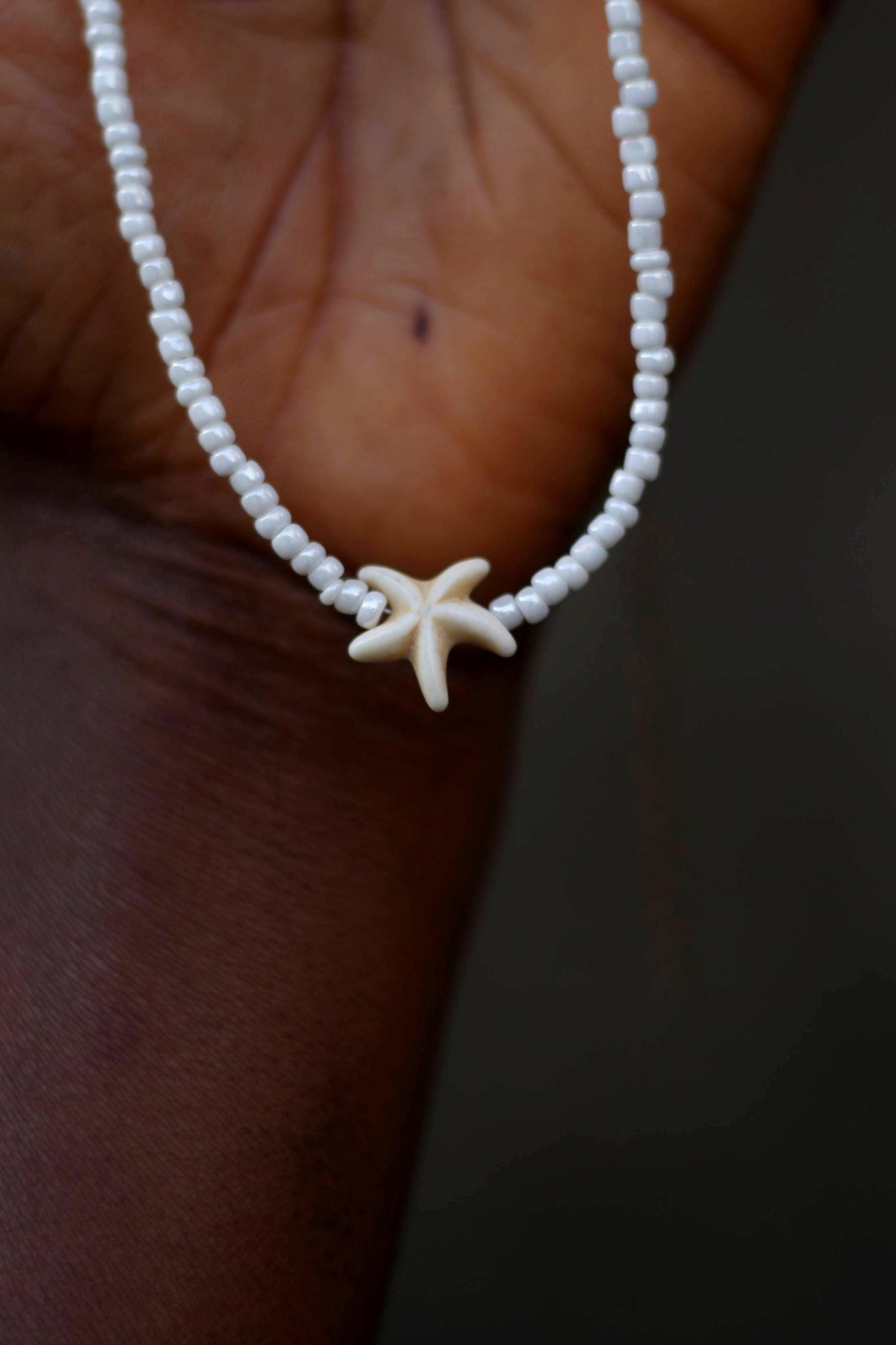 Vintage Beaded Necklace| Women's Handmade Minimalist White Beaded Necklace