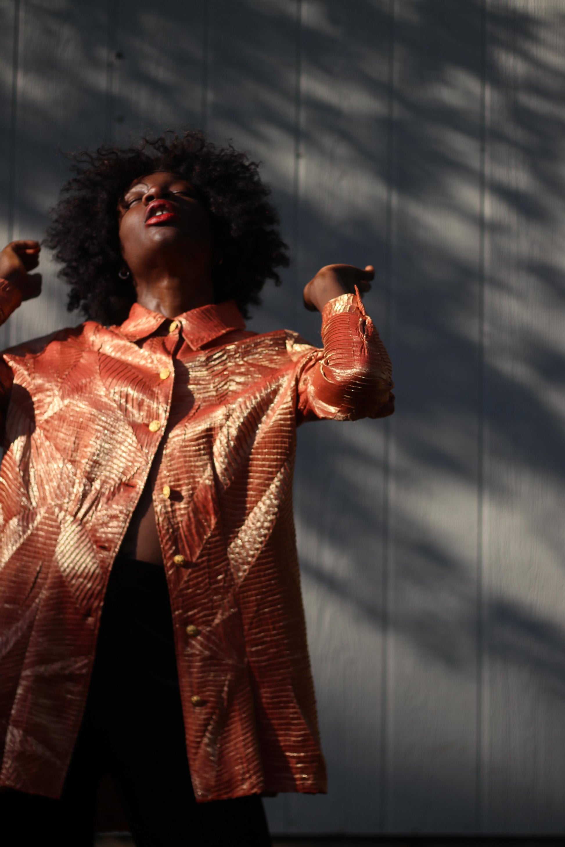 y2k Metallic Party Blouse| Vintage Long-sleeved Bronze Textured Shirt