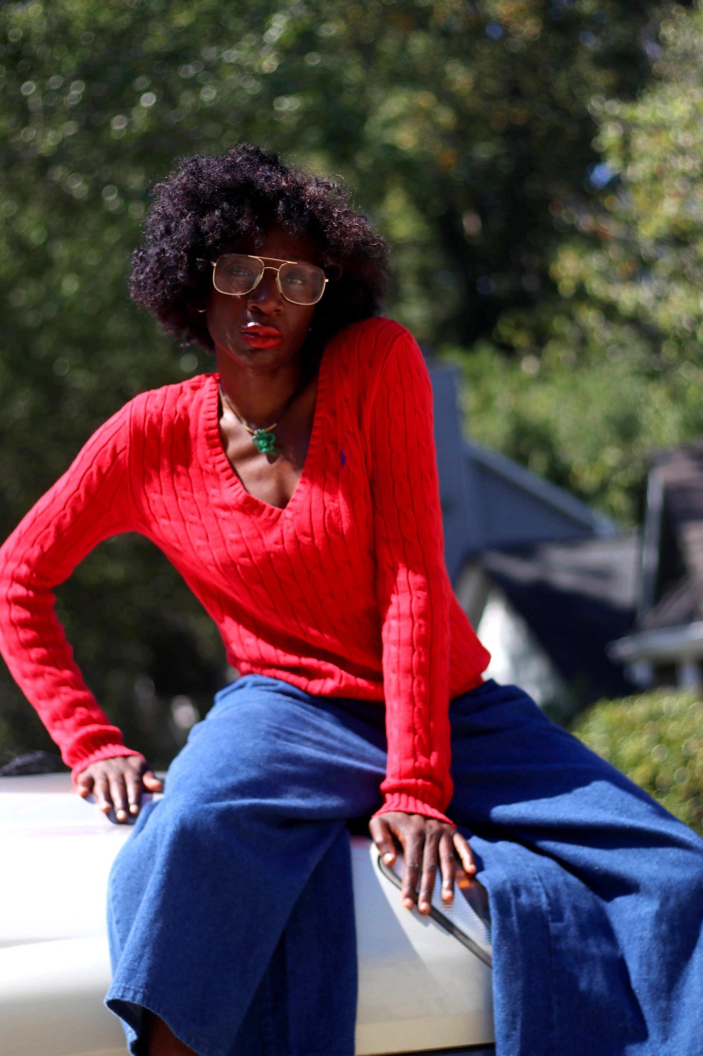 90s Ralph Lauren Sport V- neck Sweater| Women's Varsity Style Preppy Knit | Red Vintage Sweater