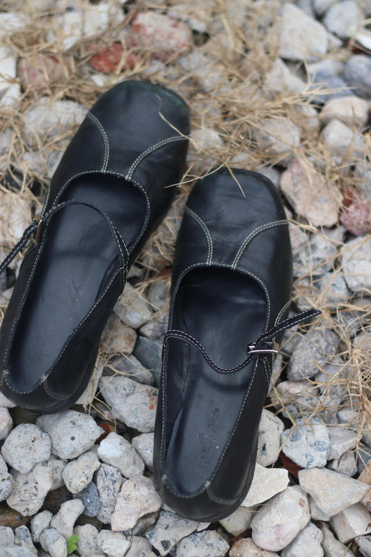 Maripe Square Toe Ballerinas| y2k Vintage Black Minimalist Flats| Everyday Classic Shoes|