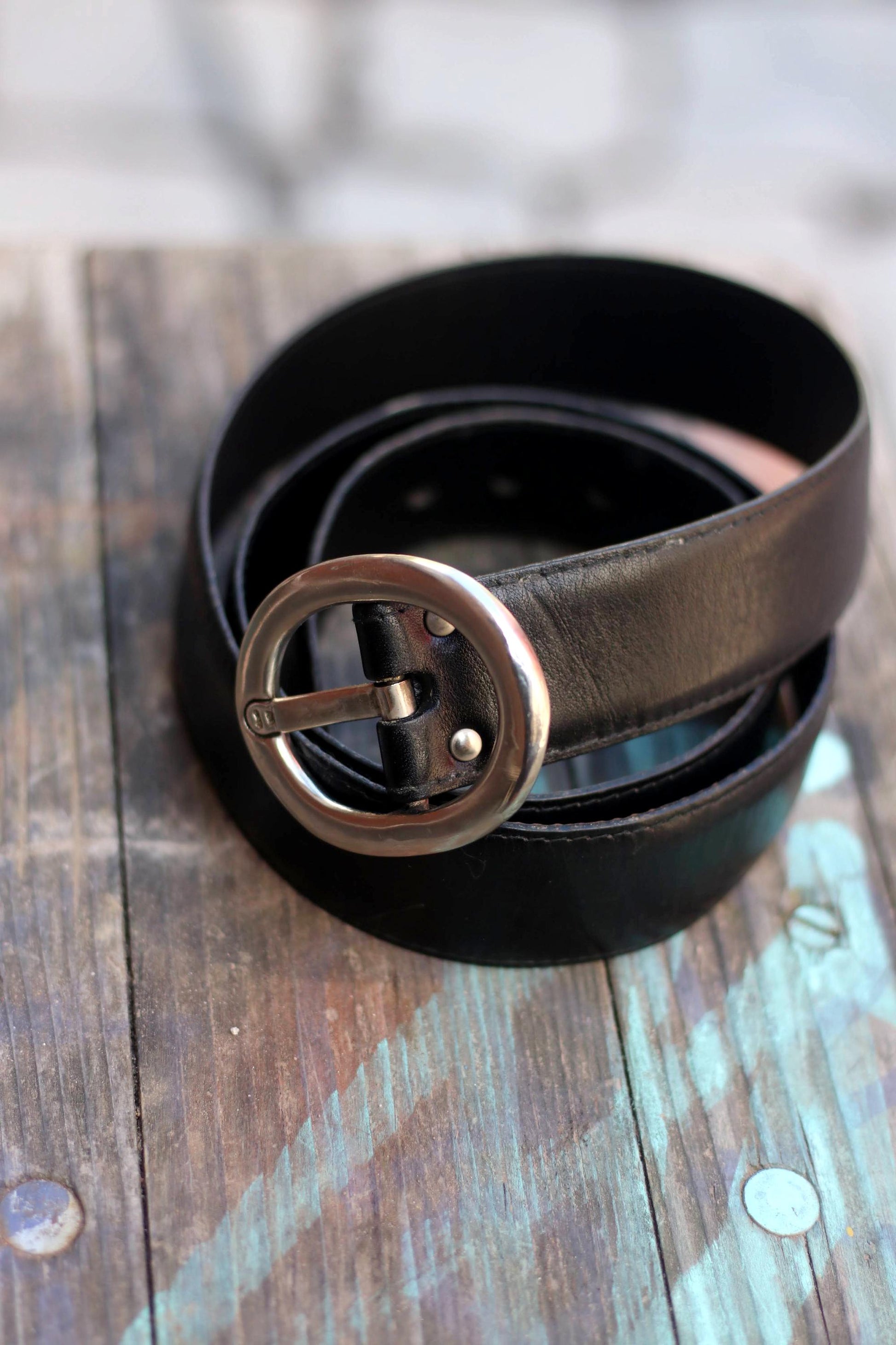 90s Etienne Aigner Leather Belt| Vintage Women's Black Designer Belt| Minimalist Chic Belt