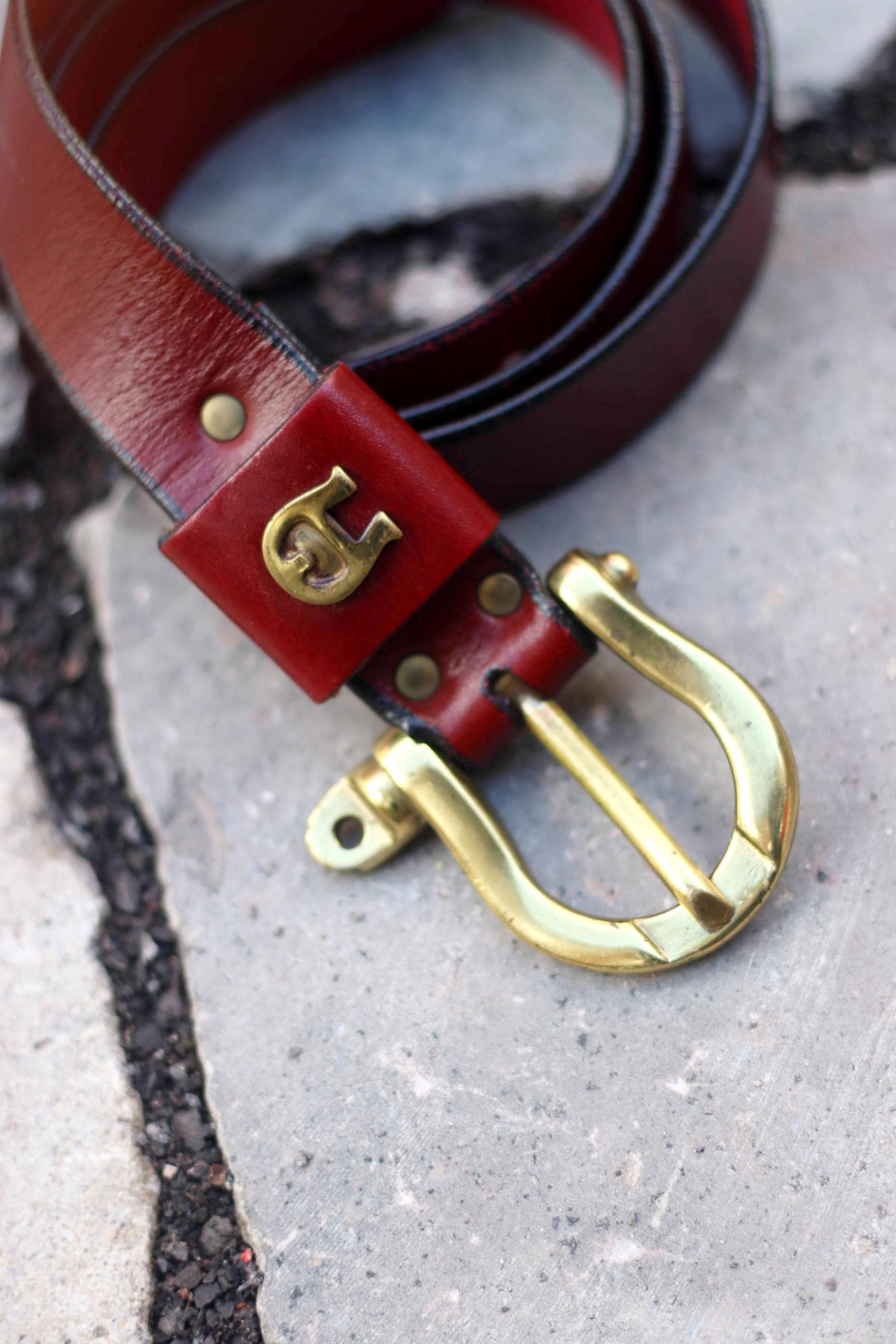 Etienne Aigner Leather Belt| 90s Red leather belt | Minimalist Designer Belt with statement Gild-Toned buckle