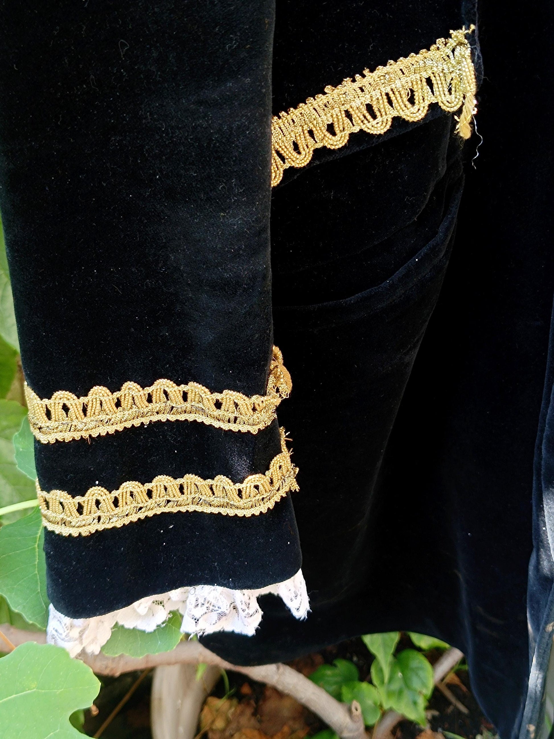 Vintage Adele Fado Coat | 80s Victorian-Inspired Velvet-Like Jacket | Gothic Black Evening Wear