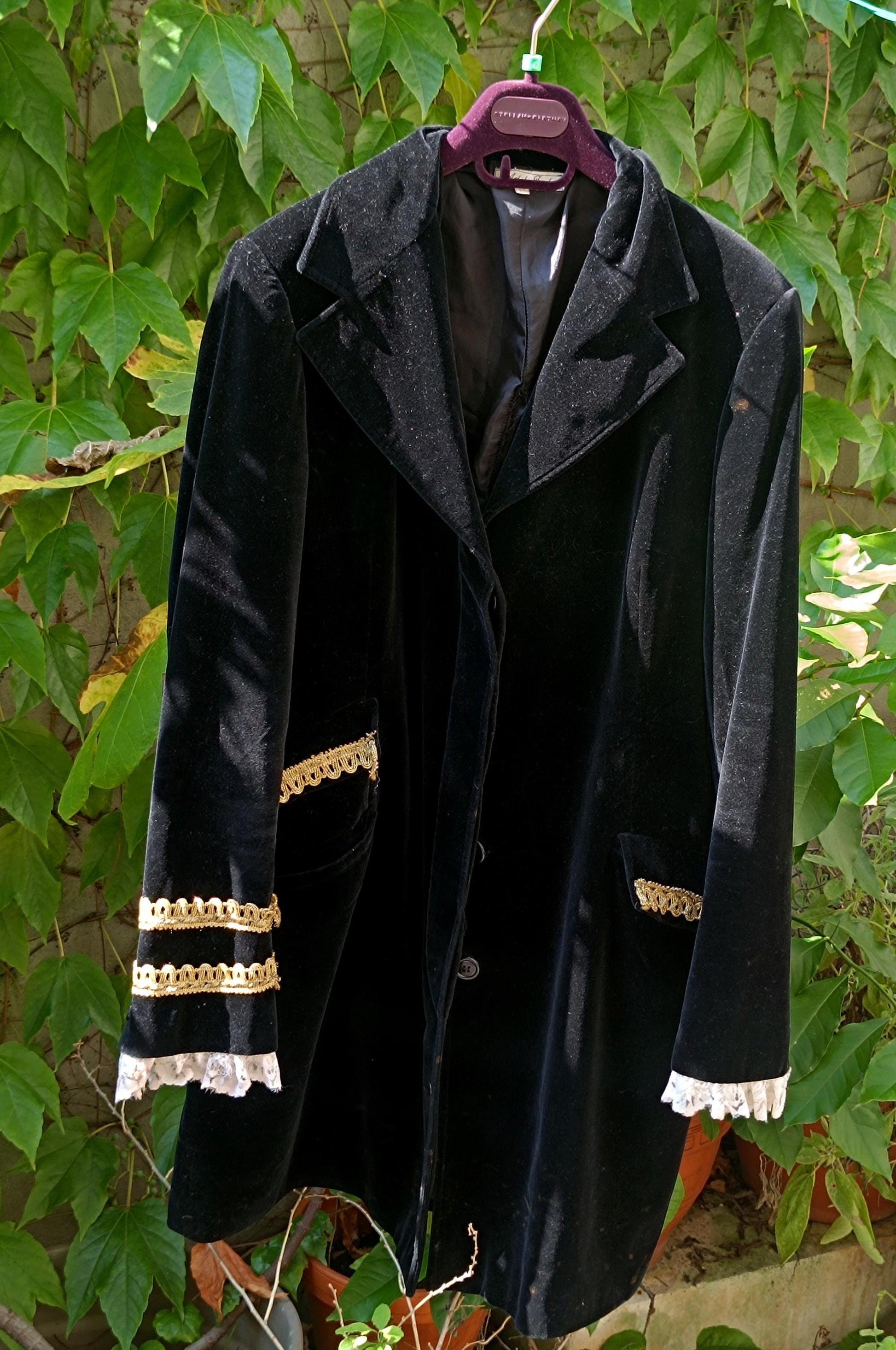 Vintage Adele Fado Coat | 80s Victorian-Inspired Velvet-Like Jacket | Gothic Black Evening Wear