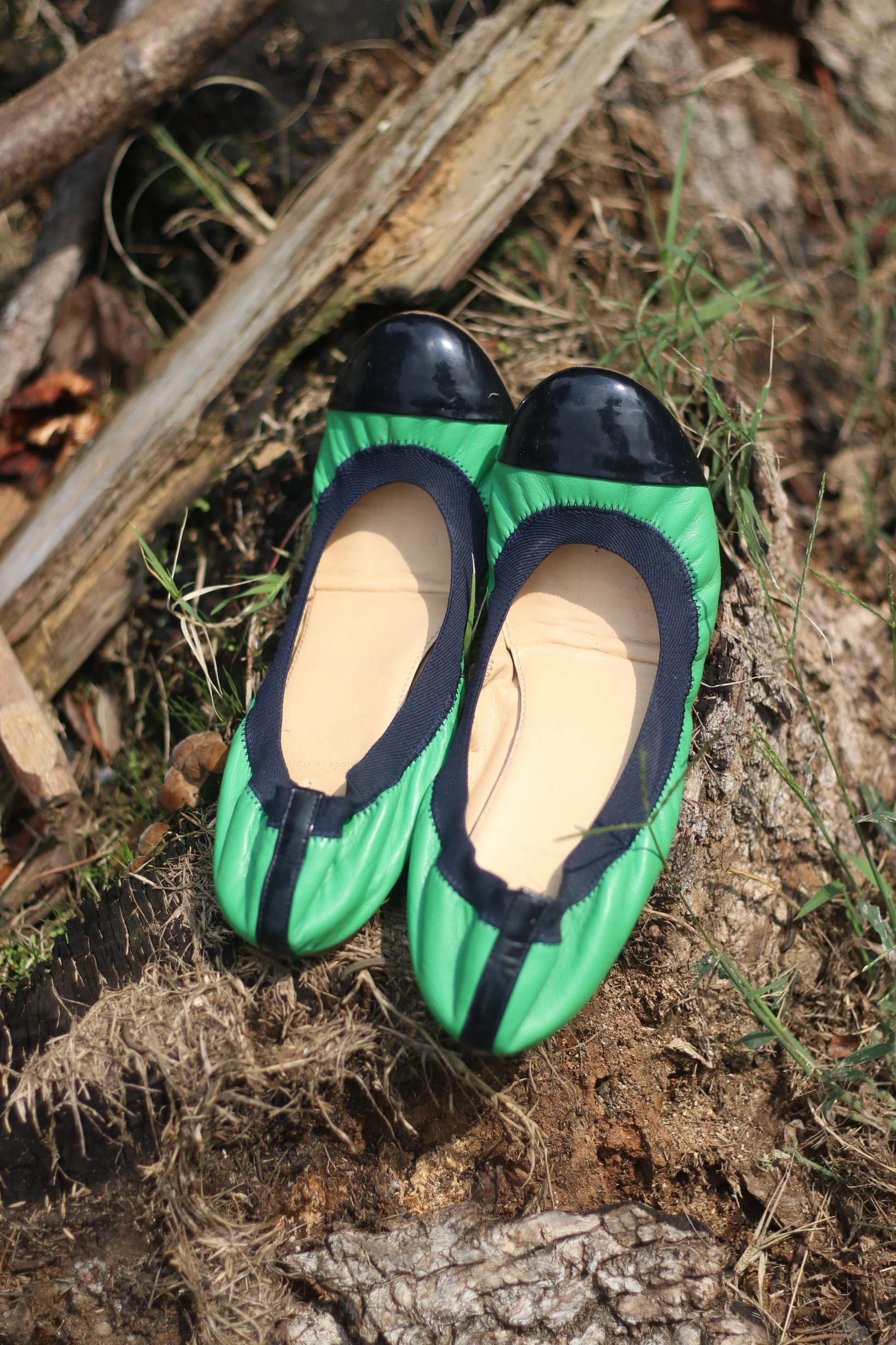 y2k J Crew Ballerinas| Vintage Green and black Ballet Flats |Minimalist feminine capsule wardrobe shoe size US 10